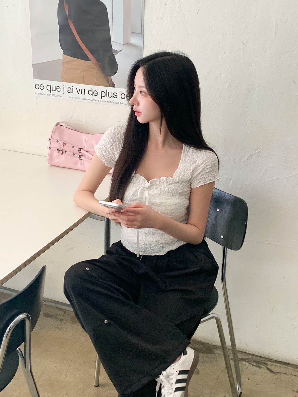 ハートネックスリム半袖リボンTシャツ | 詳細画像8
