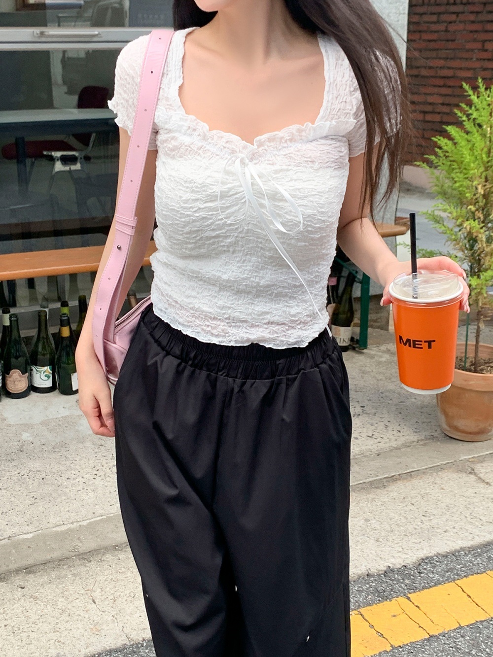 ハートネックスリム半袖リボンTシャツ | 詳細画像11