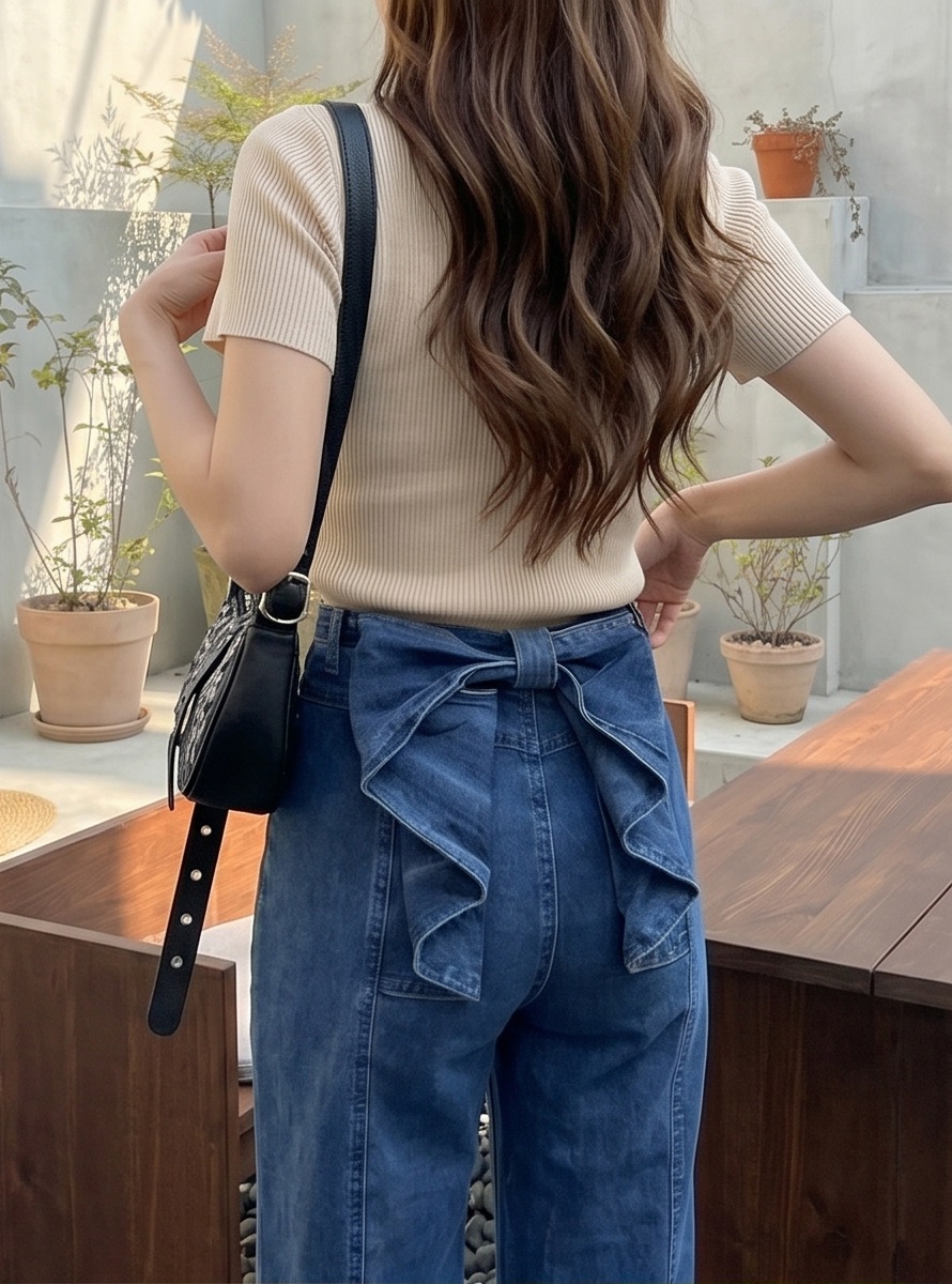 フリルストレートバックリボンデニムパンツ | 詳細画像2