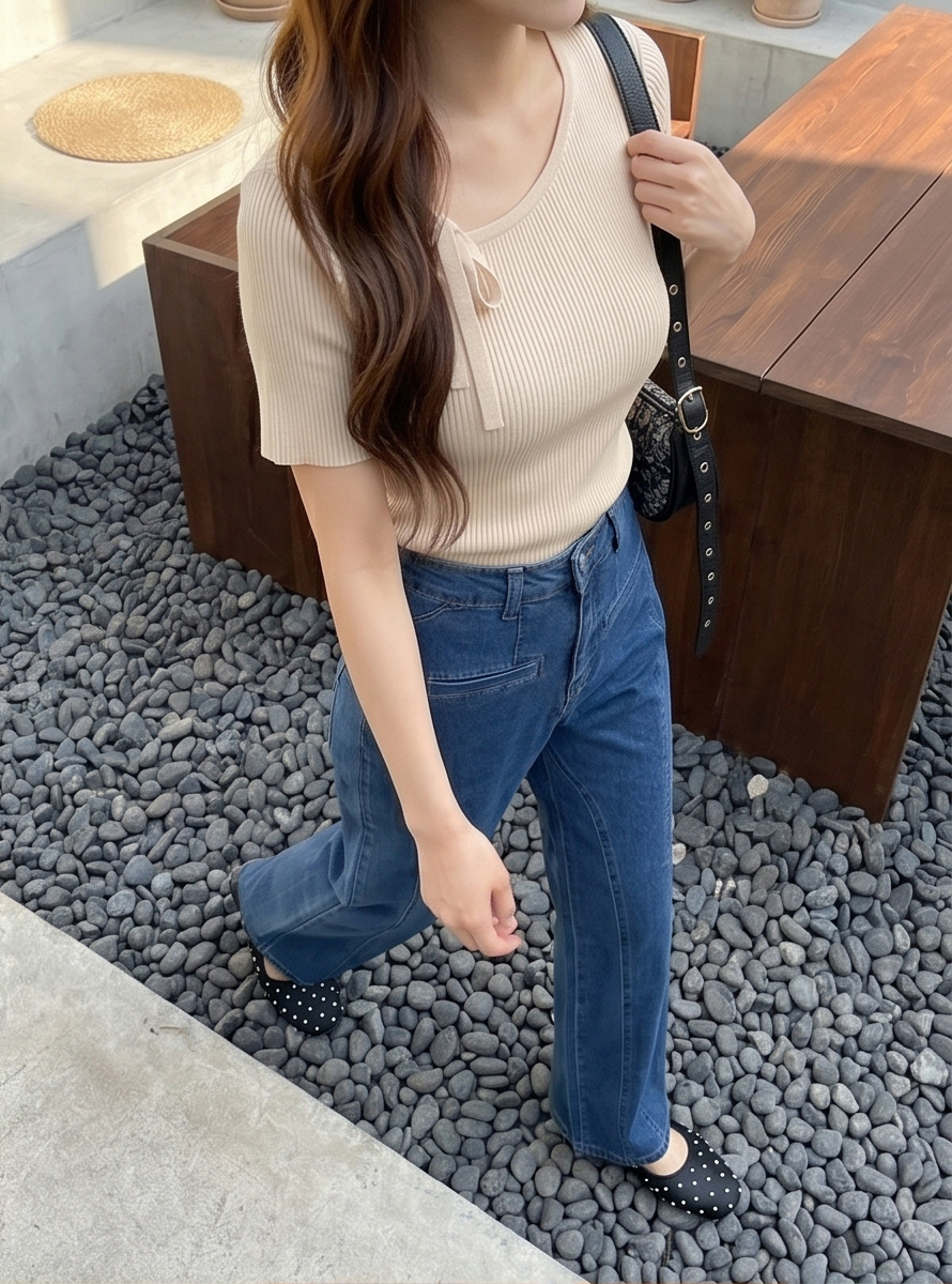 フリルストレートバックリボンデニムパンツ | 詳細画像6