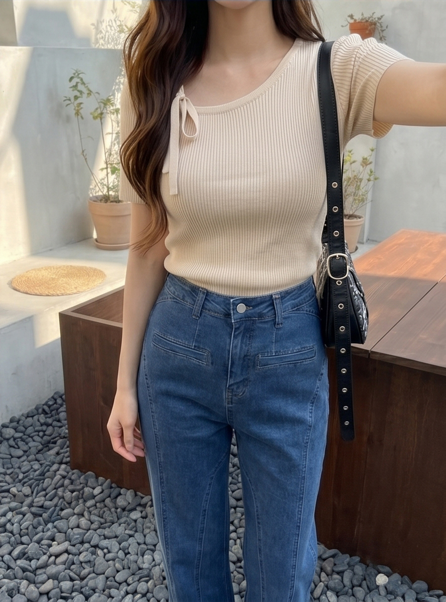 フリルストレートバックリボンデニムパンツ | 詳細画像9