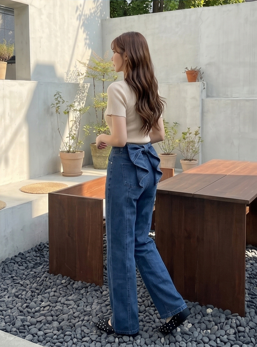 フリルストレートバックリボンデニムパンツ | 詳細画像16