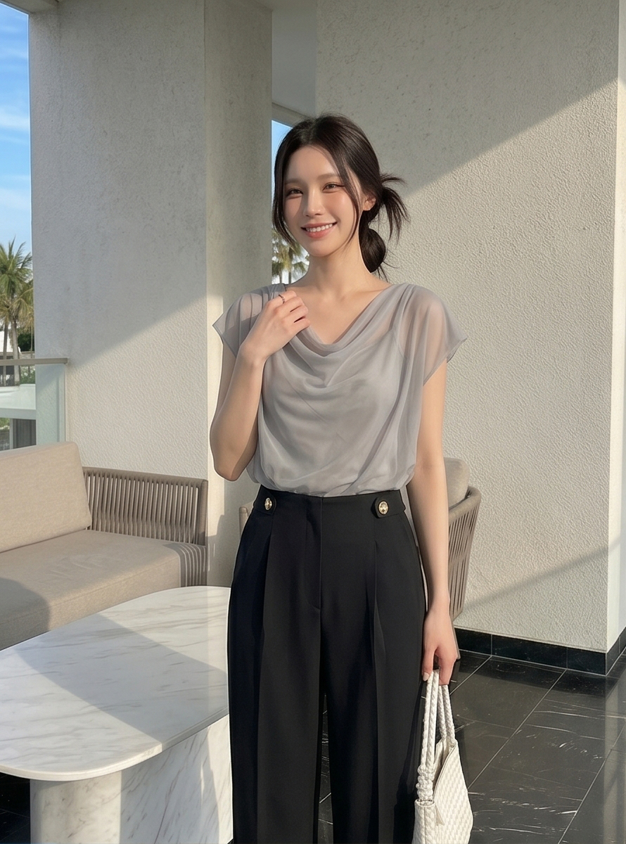 ボタンピンタックワイドスラックス | 詳細画像15