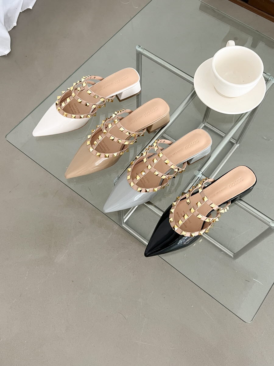 カウレザーポイントスティレットヒール配色ヒールサンダル | 詳細画像4