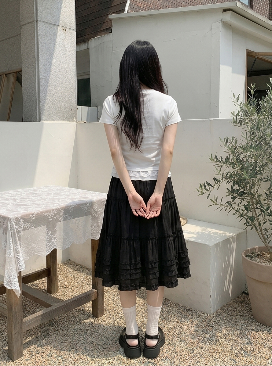 レースレイヤード風半袖リボンTシャツ | 詳細画像6