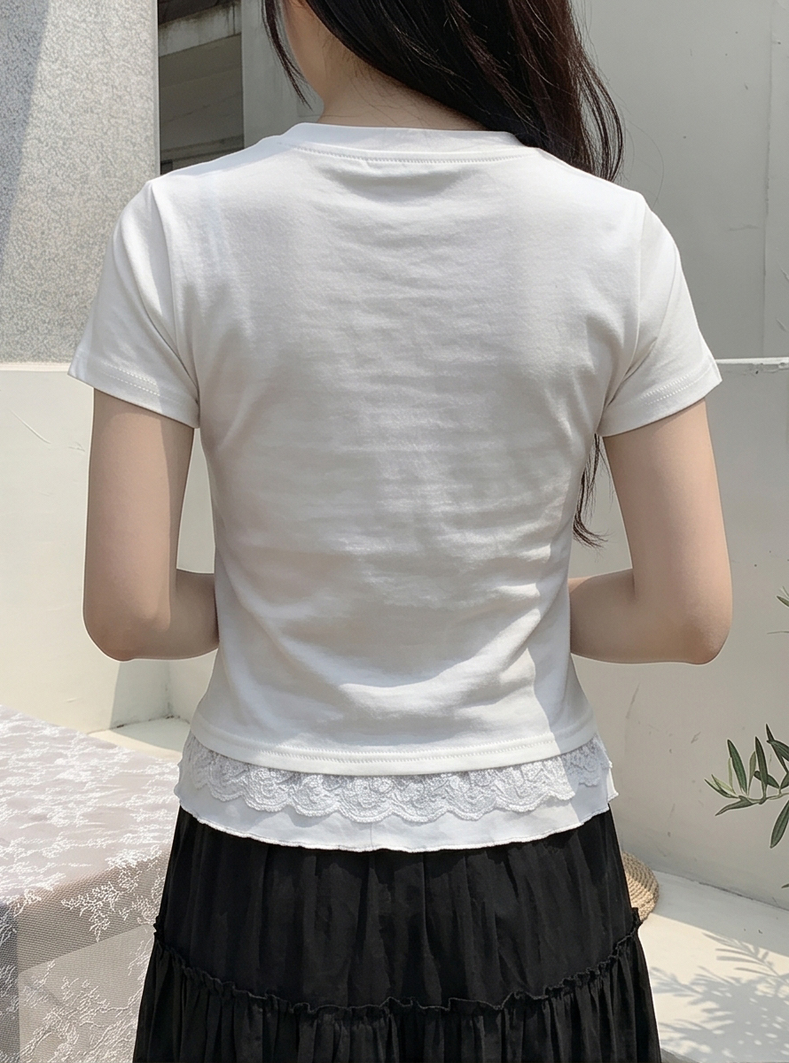 レースレイヤード風半袖リボンTシャツ | 詳細画像11