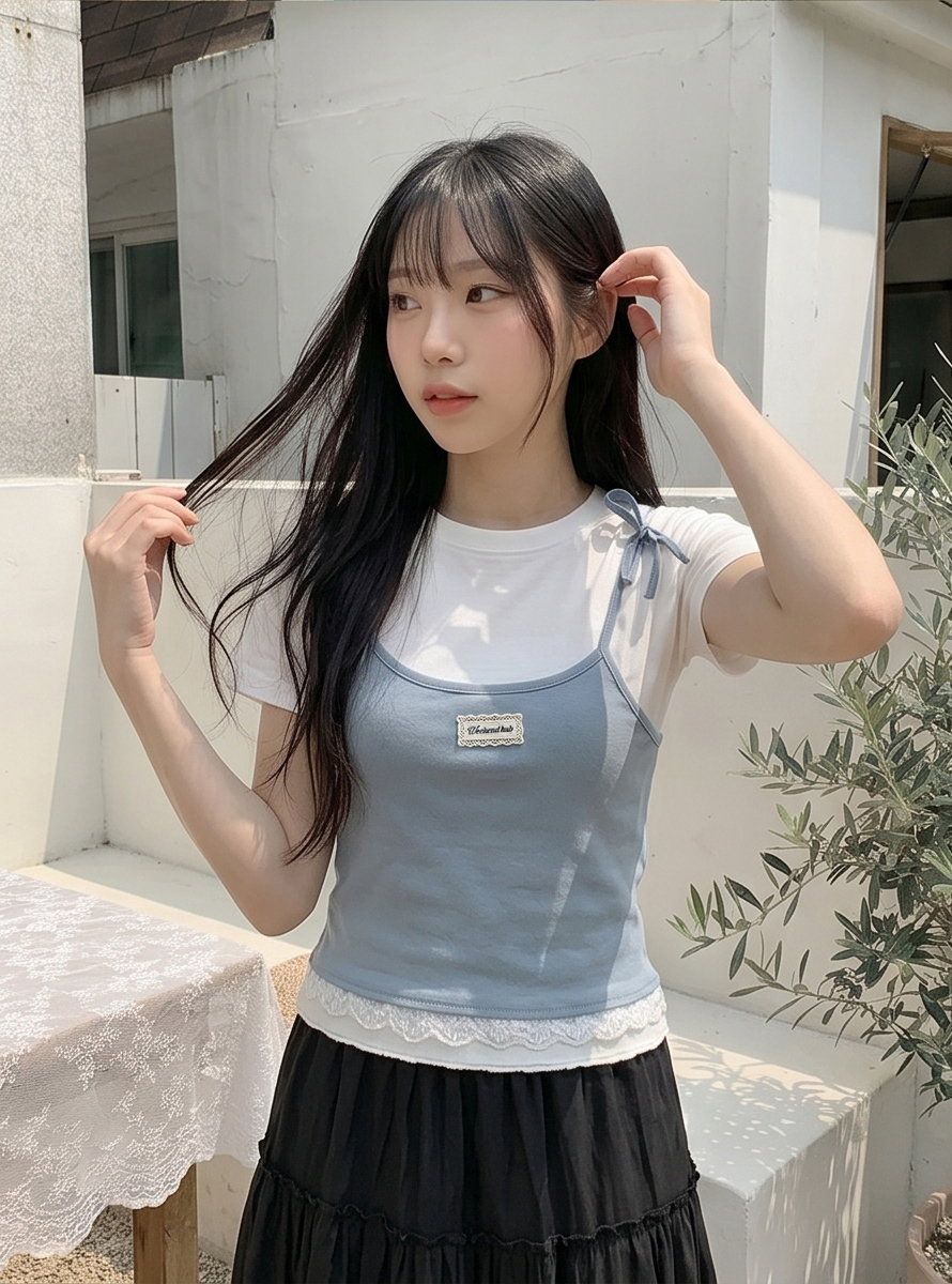 レースレイヤード風半袖リボンTシャツ | 詳細画像16