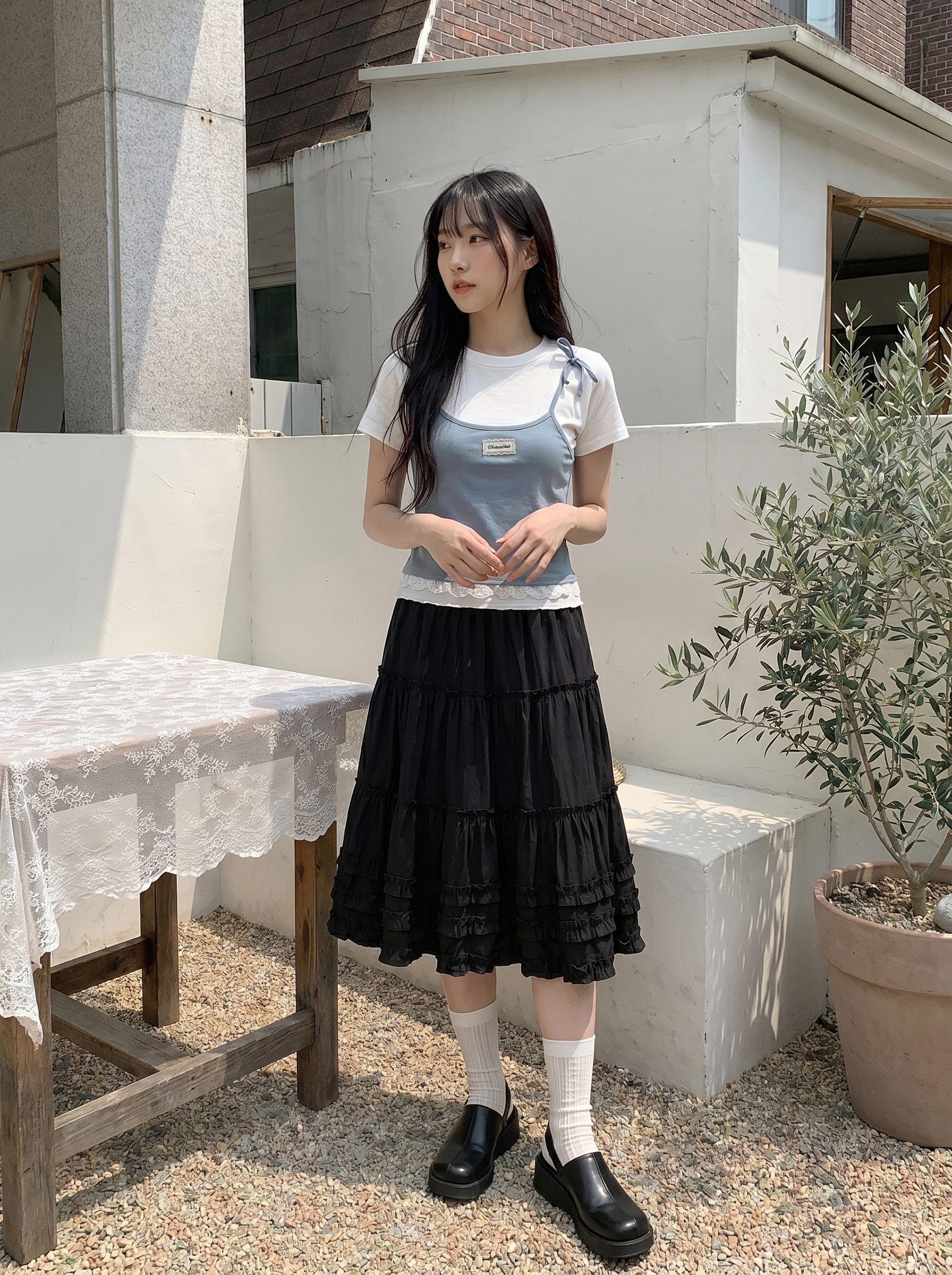 レースレイヤード風半袖リボンTシャツ | 詳細画像17