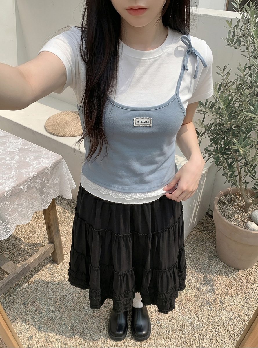 レースレイヤード風半袖リボンTシャツ | 詳細画像19