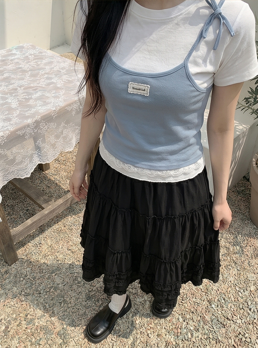 レースレイヤード風半袖リボンTシャツ | 詳細画像25