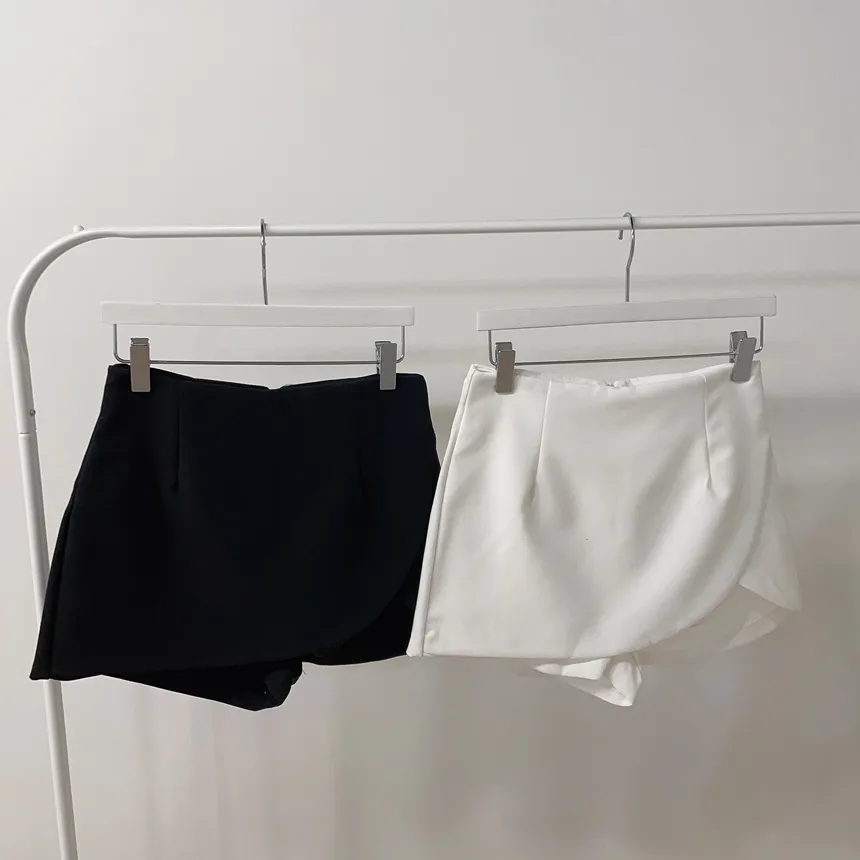 ピンタックラップ調アンバランスショートヒドゥンジッパー無地パンツ | mirangmirang | 詳細画像23