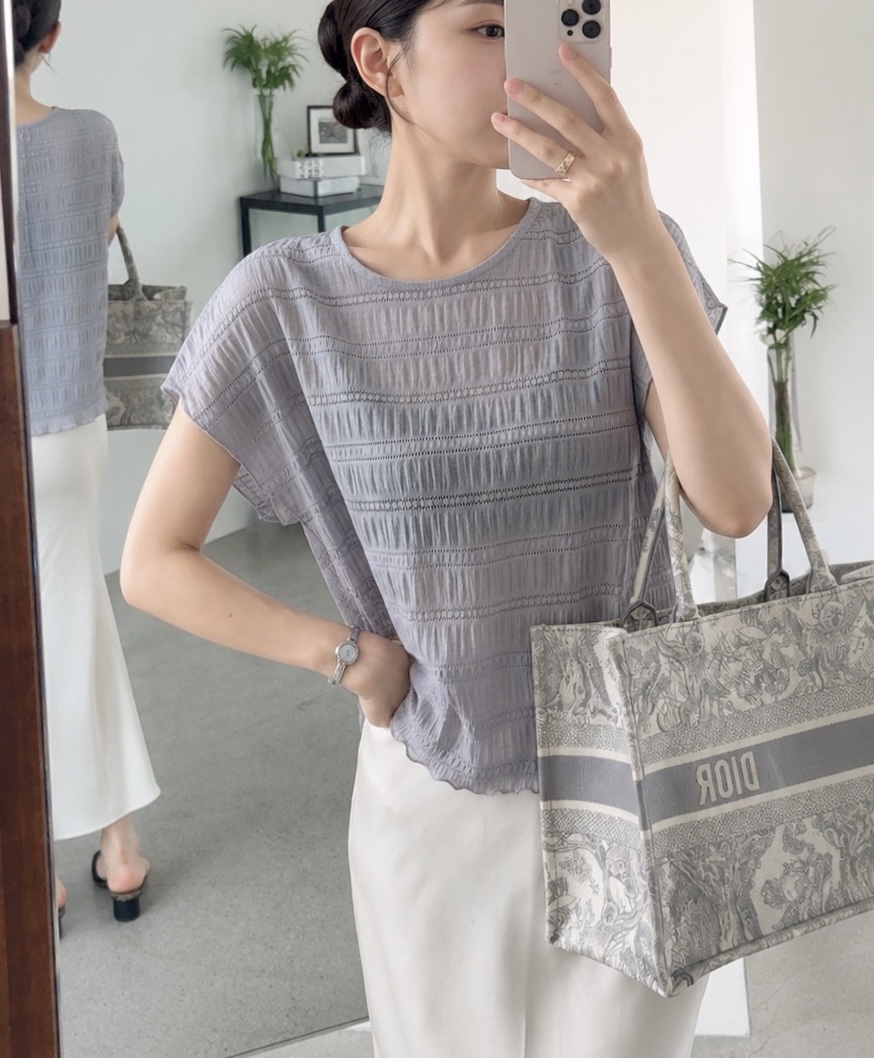 シースルーラウンドネック半袖Tシャツ | 詳細画像4