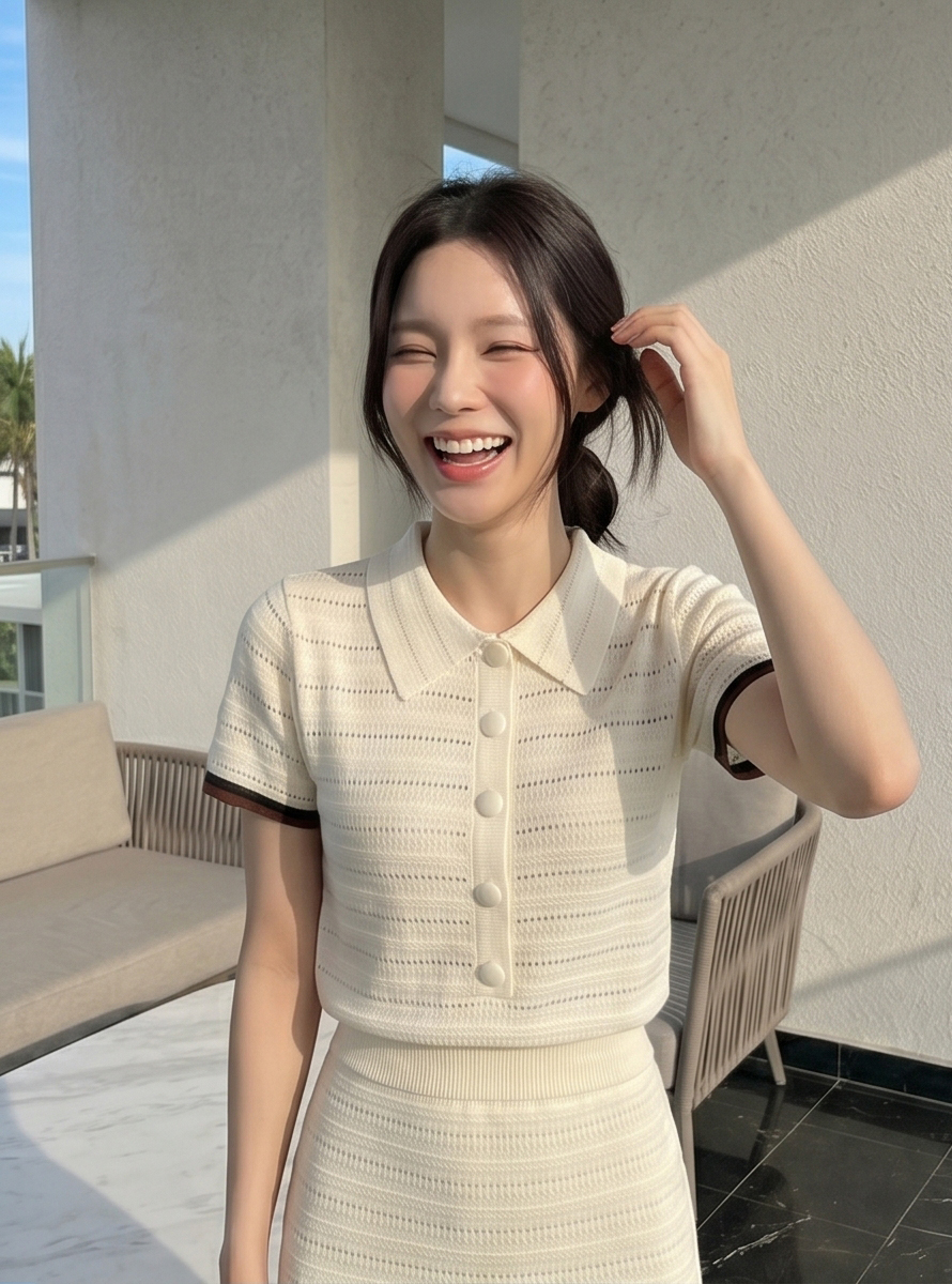 配色カラーパンチング半袖セットアップスカートニット | 詳細画像19