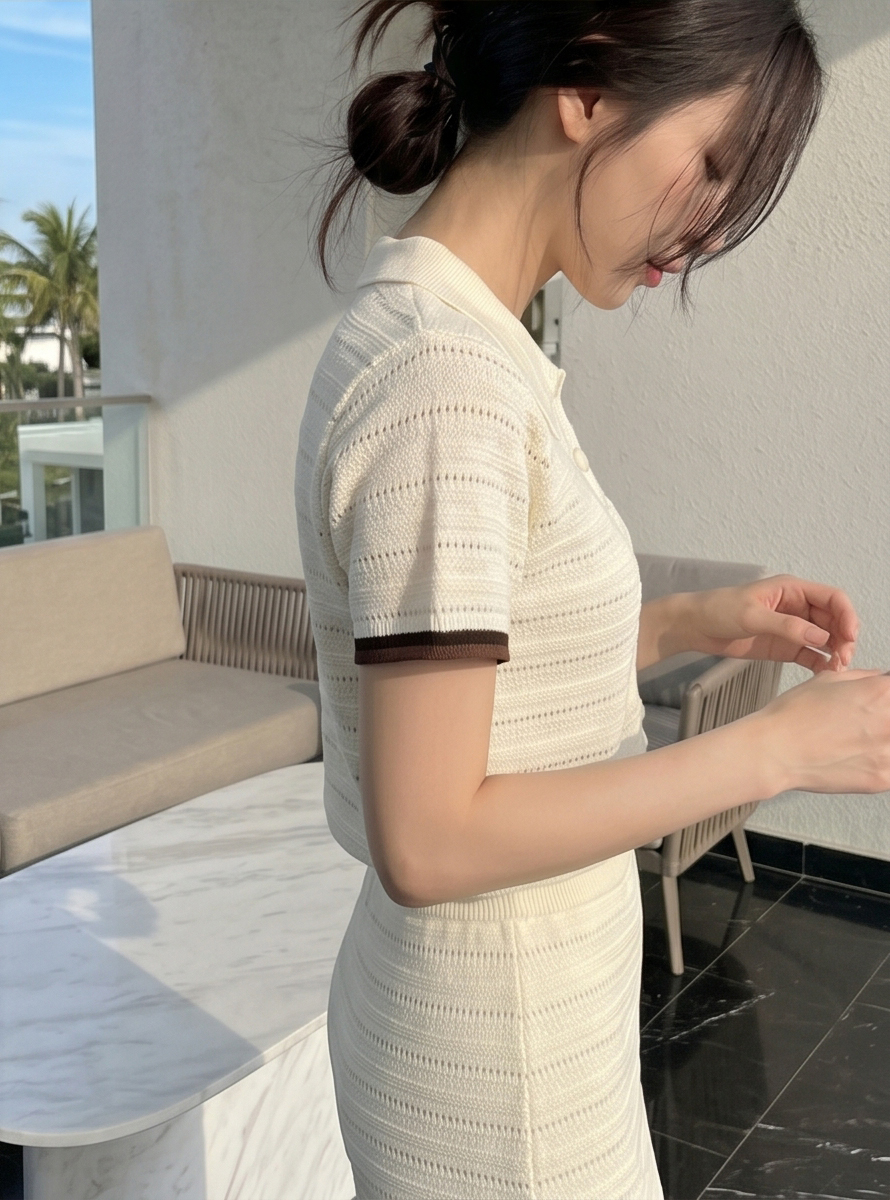 配色カラーパンチング半袖セットアップスカートニット | 詳細画像24