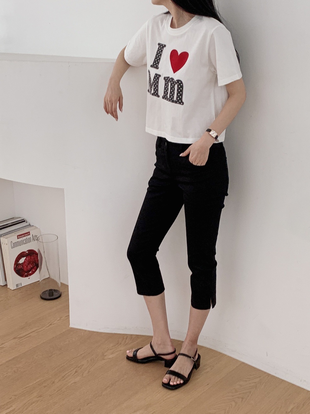 コットンラウンドネックベーシック半袖ロゴTシャツ | 詳細画像4