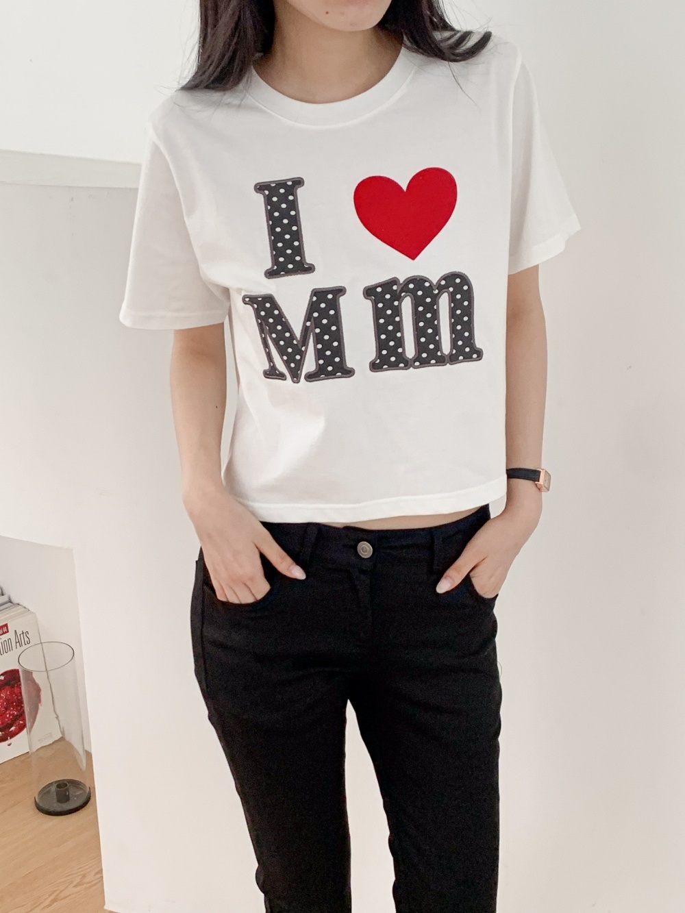 コットンラウンドネックベーシック半袖ロゴTシャツ | 詳細画像5