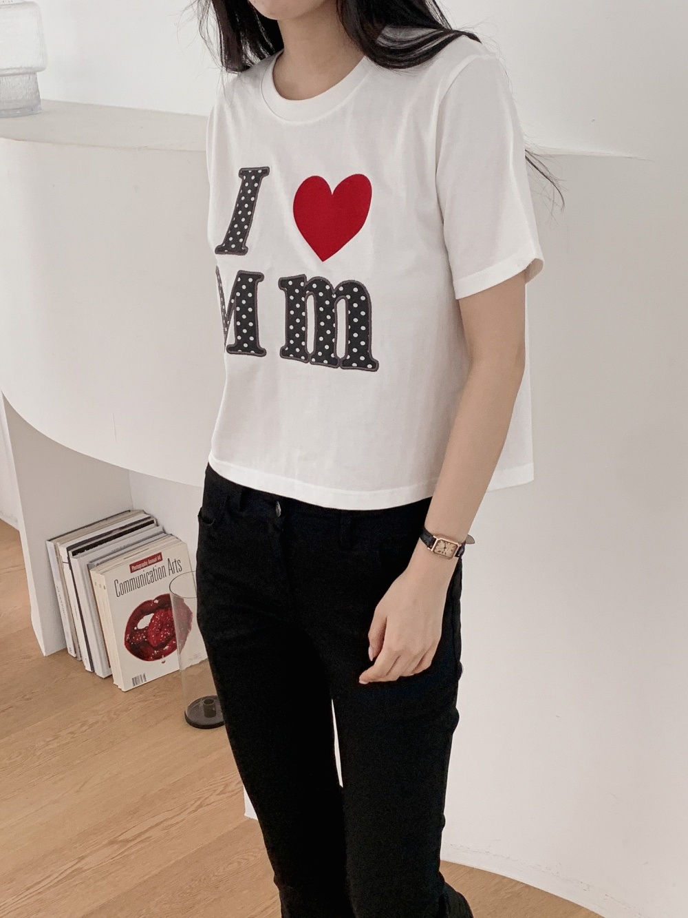 コットンラウンドネックベーシック半袖ロゴTシャツ | 詳細画像6