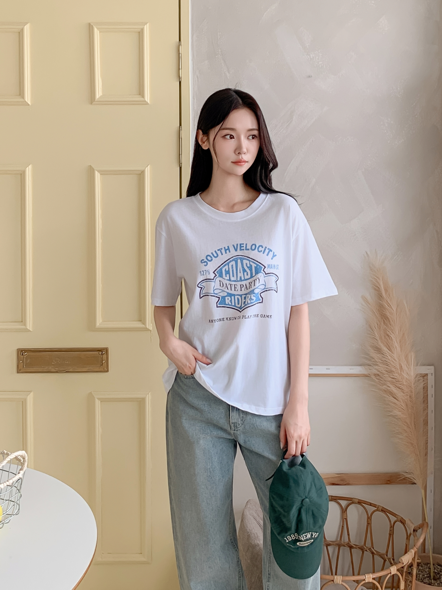 コットンラウンドネックボクシールーズ半袖ロゴTシャツ | 詳細画像4