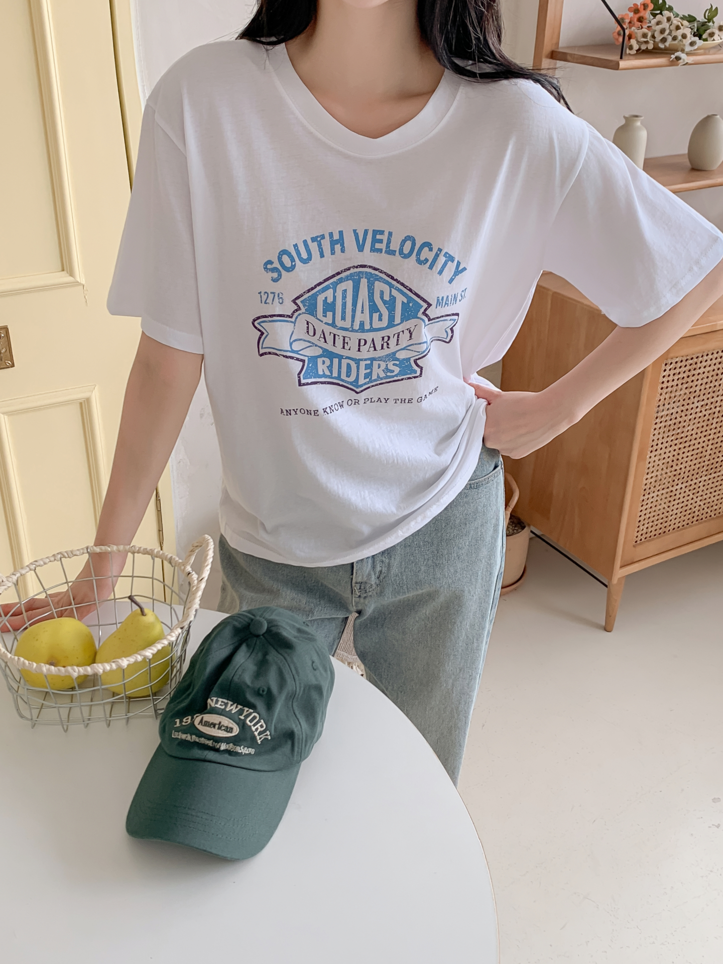 コットンラウンドネックボクシールーズ半袖ロゴTシャツ | 詳細画像6