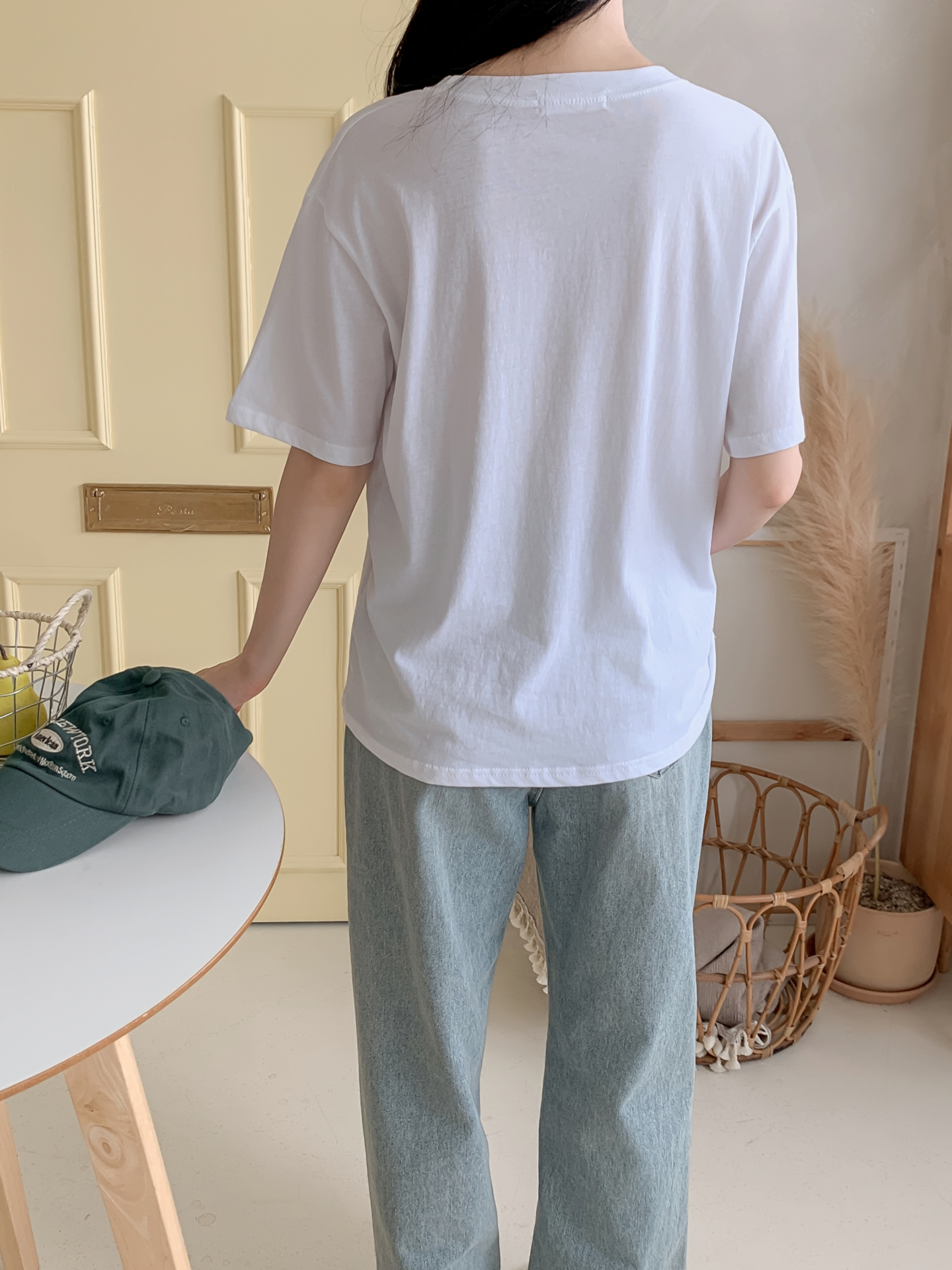 コットンラウンドネックボクシールーズ半袖ロゴTシャツ | 詳細画像7