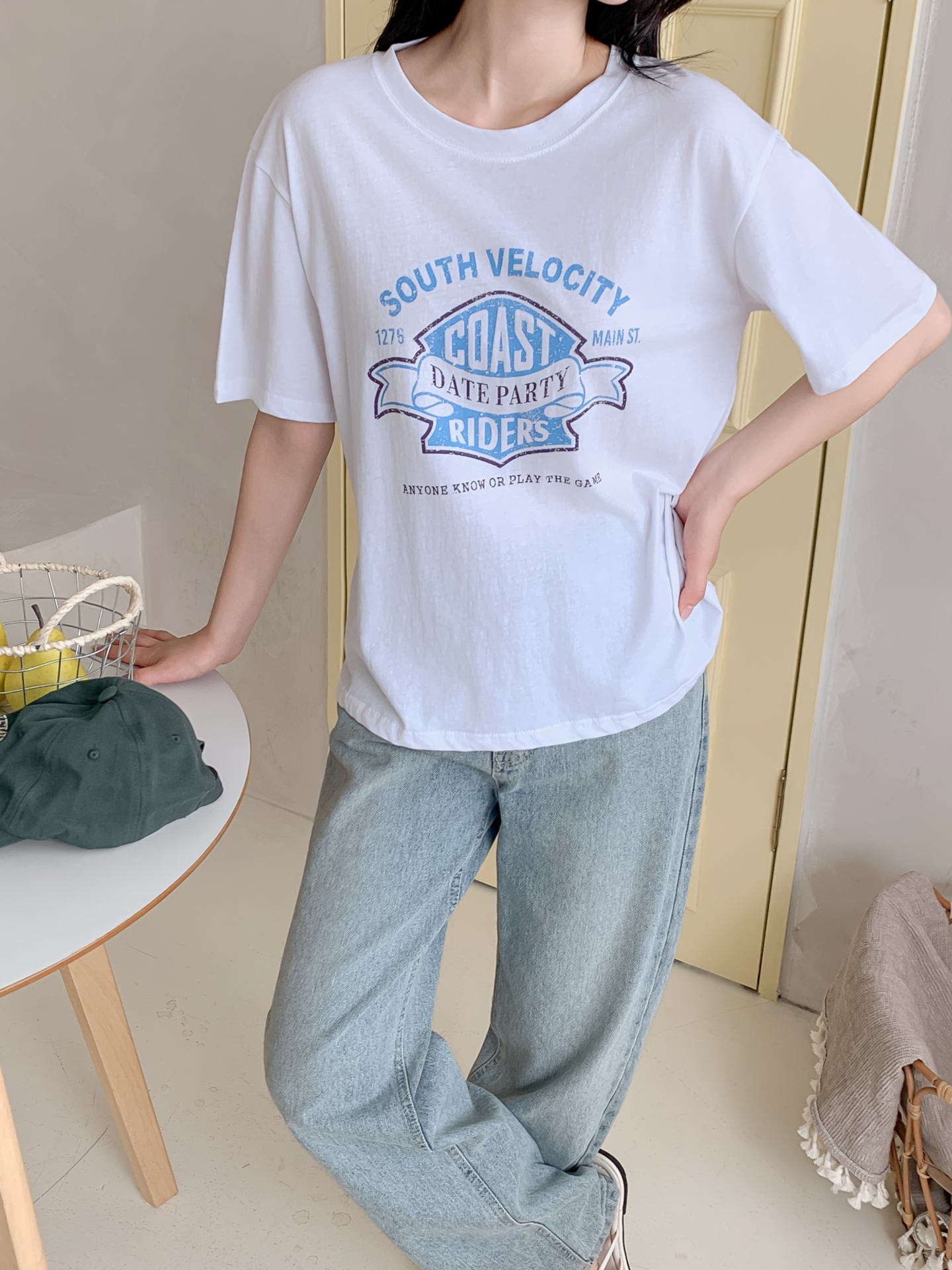 コットンラウンドネックボクシールーズ半袖ロゴTシャツ | 詳細画像8