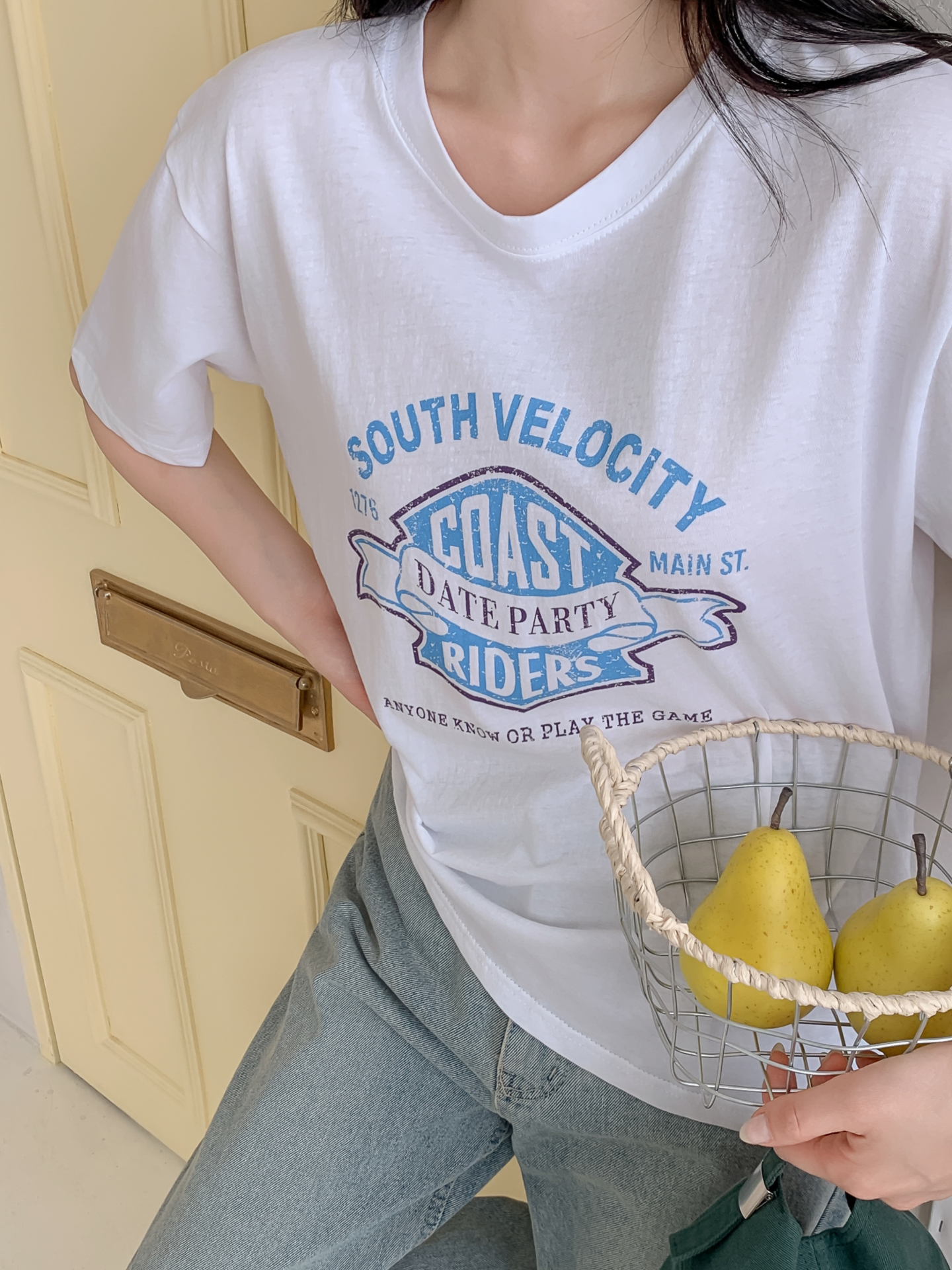 コットンラウンドネックボクシールーズ半袖ロゴTシャツ | 詳細画像10