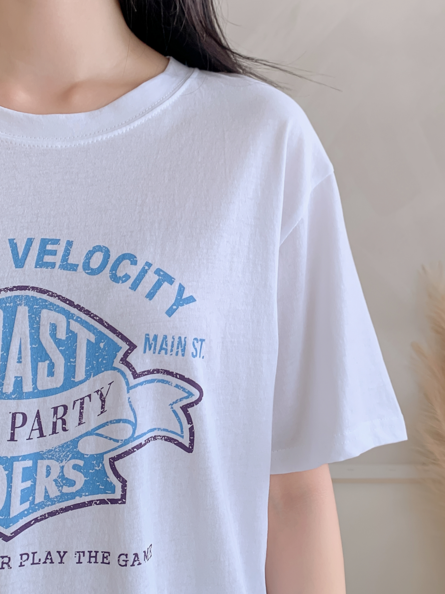 コットンラウンドネックボクシールーズ半袖ロゴTシャツ | 詳細画像11