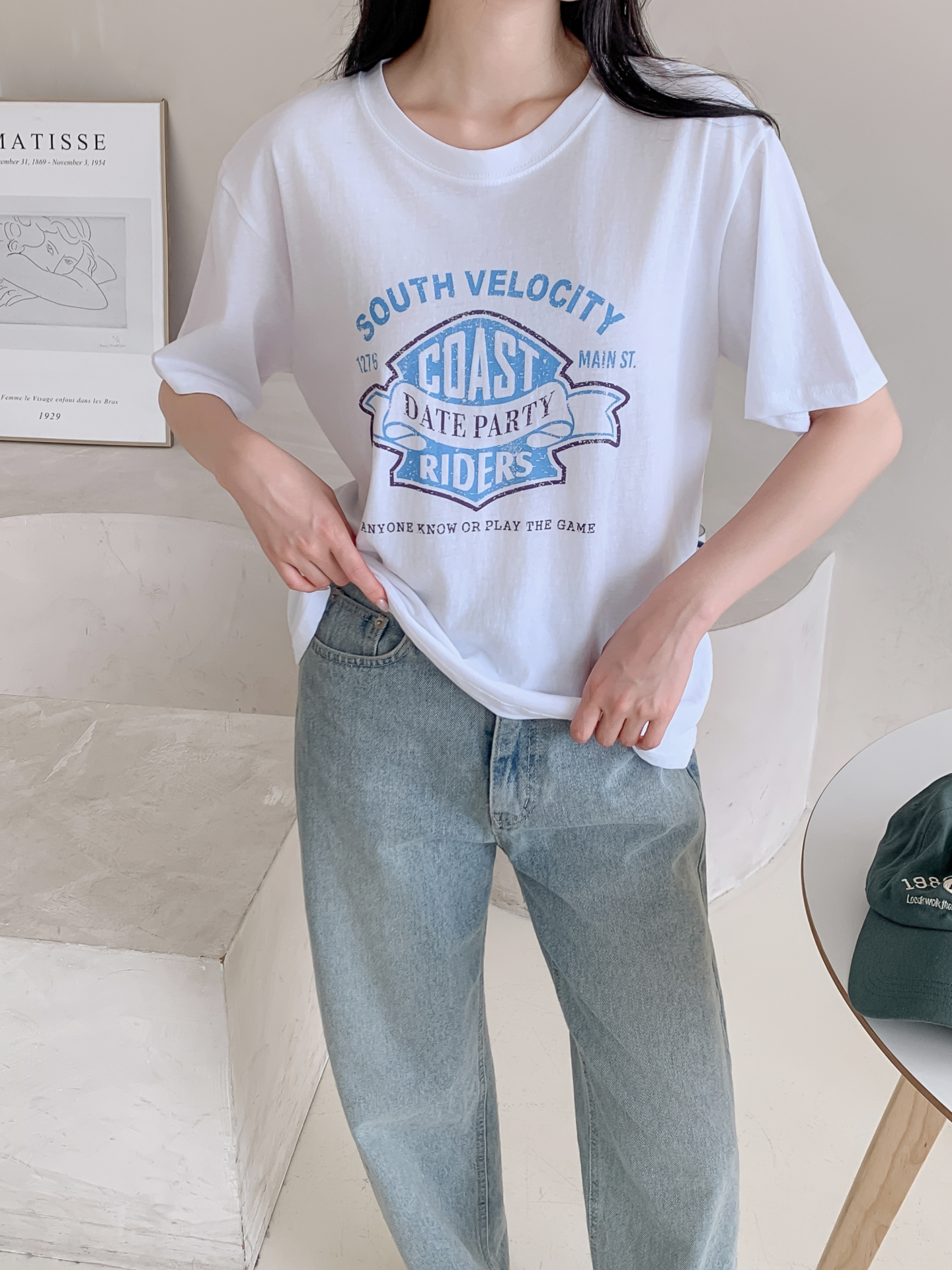 コットンラウンドネックボクシールーズ半袖ロゴTシャツ | 詳細画像13