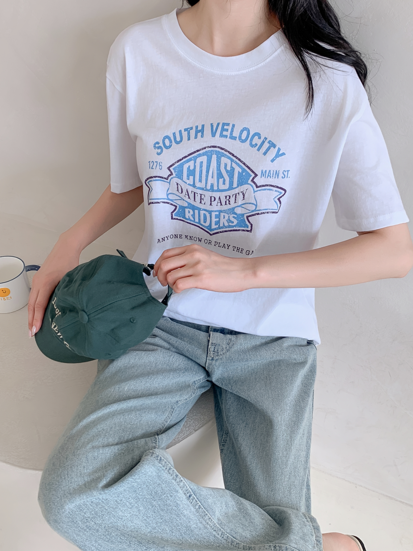 コットンラウンドネックボクシールーズ半袖ロゴTシャツ | 詳細画像15