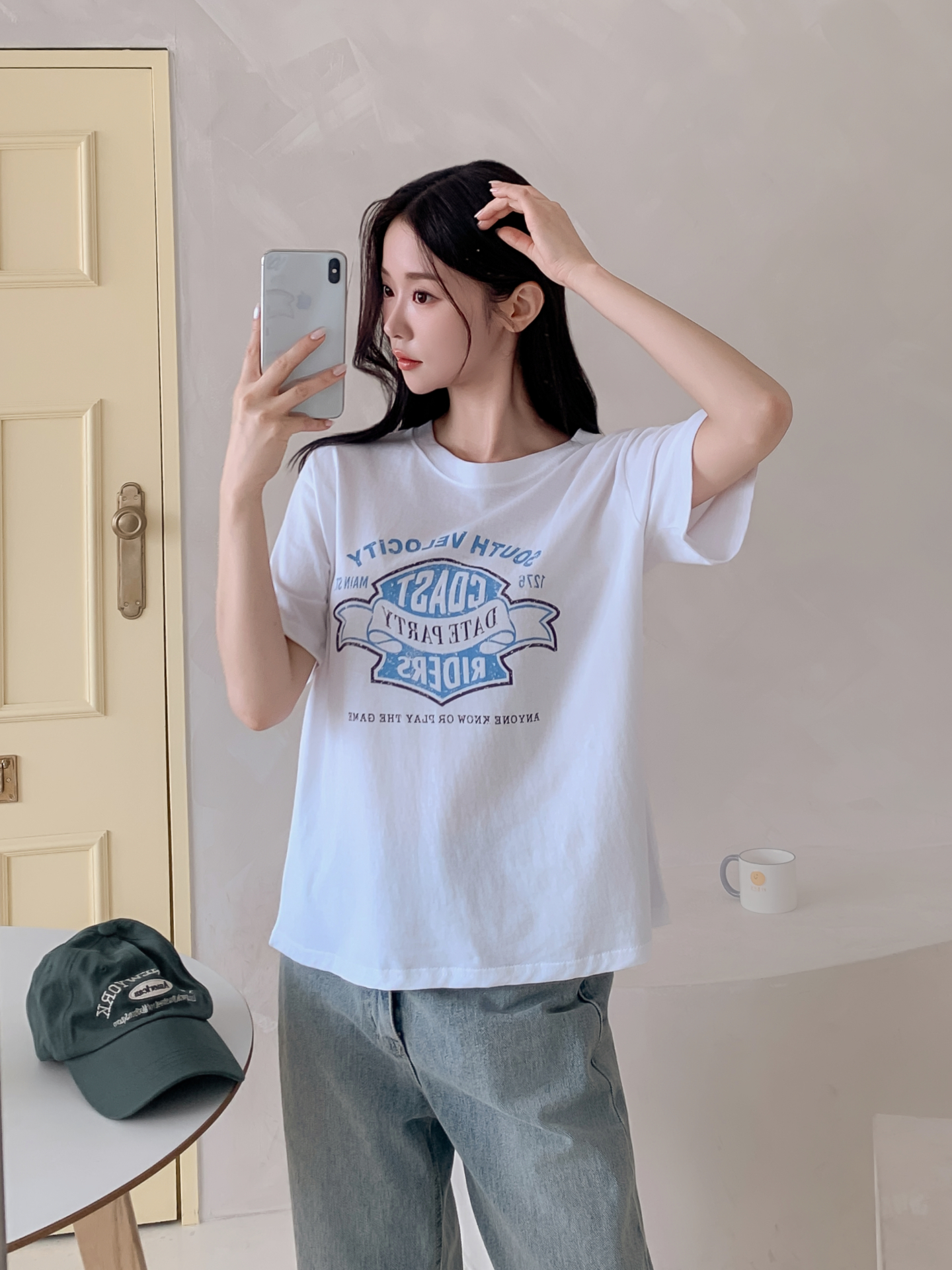 コットンラウンドネックボクシールーズ半袖ロゴTシャツ | 詳細画像17