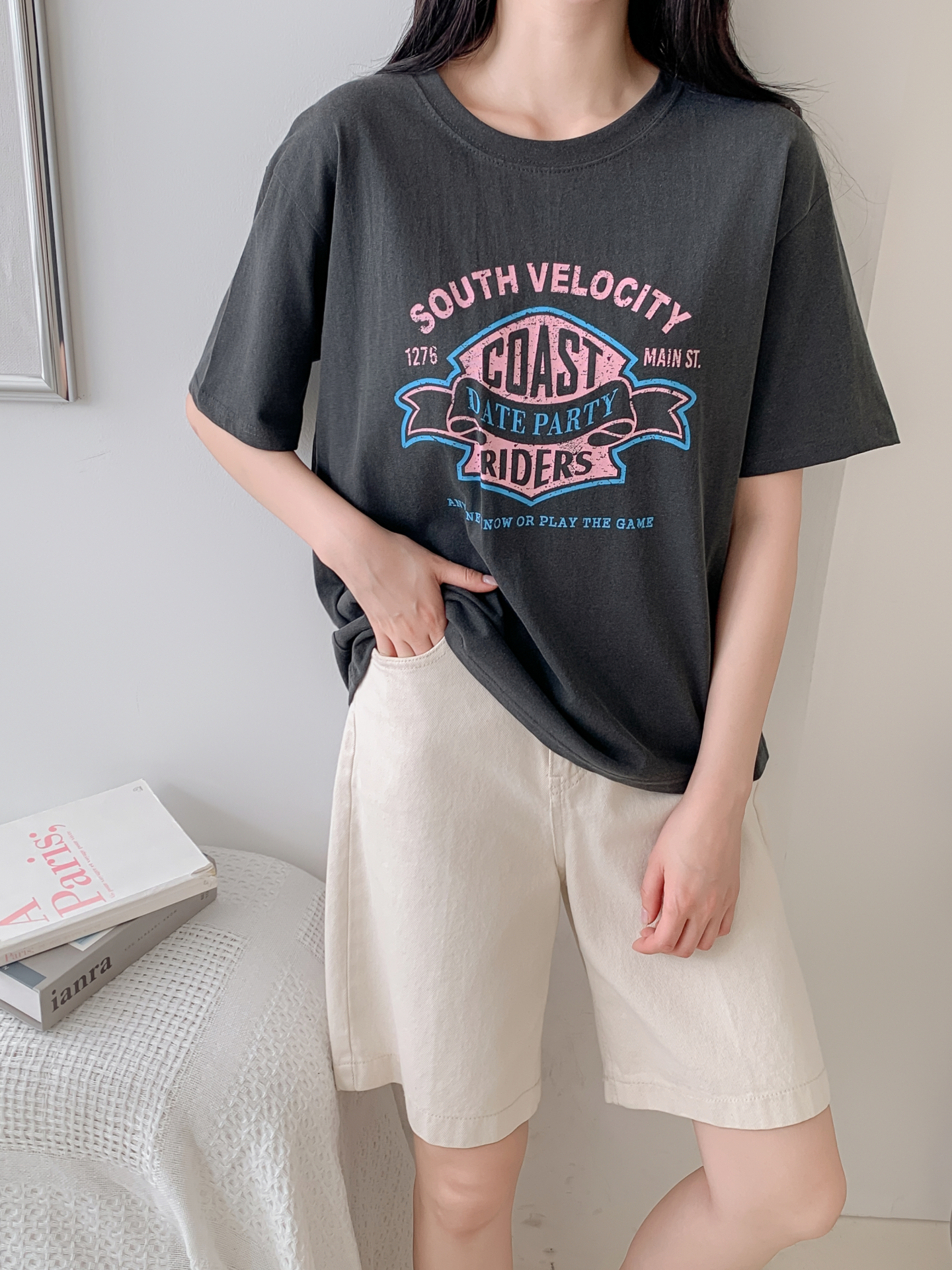 コットンラウンドネックボクシールーズ半袖ロゴTシャツ | 詳細画像20