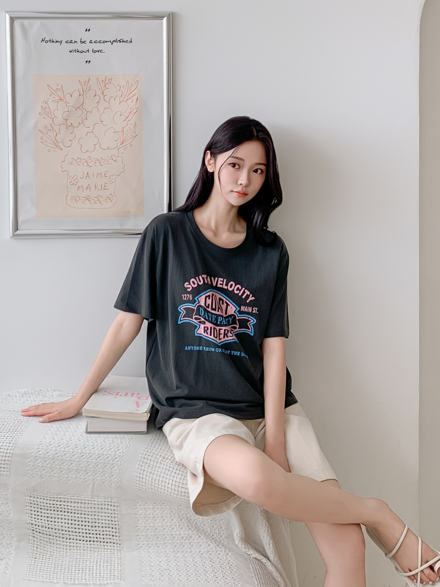 コットンラウンドネックボクシールーズ半袖ロゴTシャツ | 詳細画像25