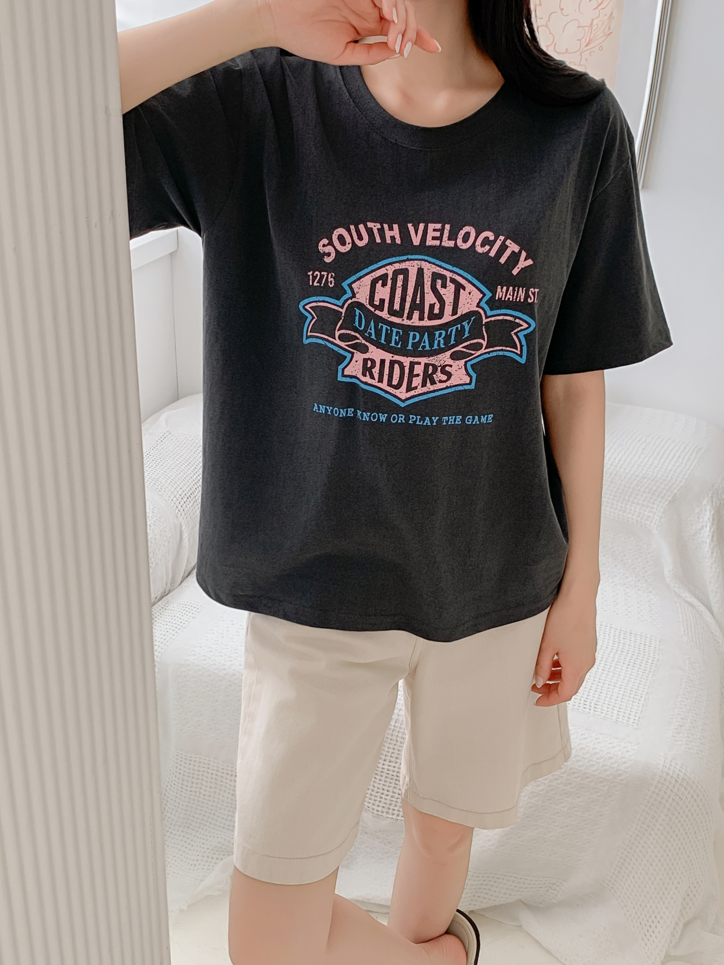 コットンラウンドネックボクシールーズ半袖ロゴTシャツ | 詳細画像27