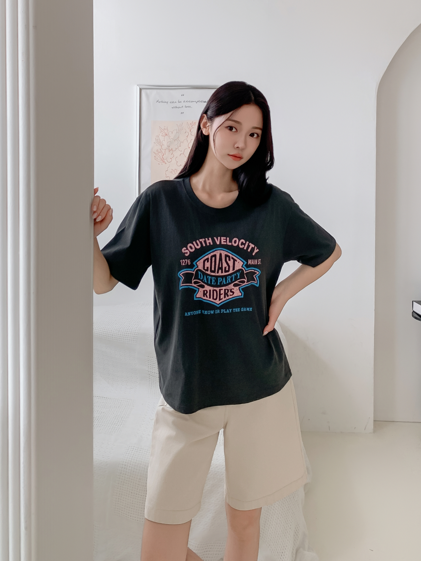 コットンラウンドネックボクシールーズ半袖ロゴTシャツ | 詳細画像28