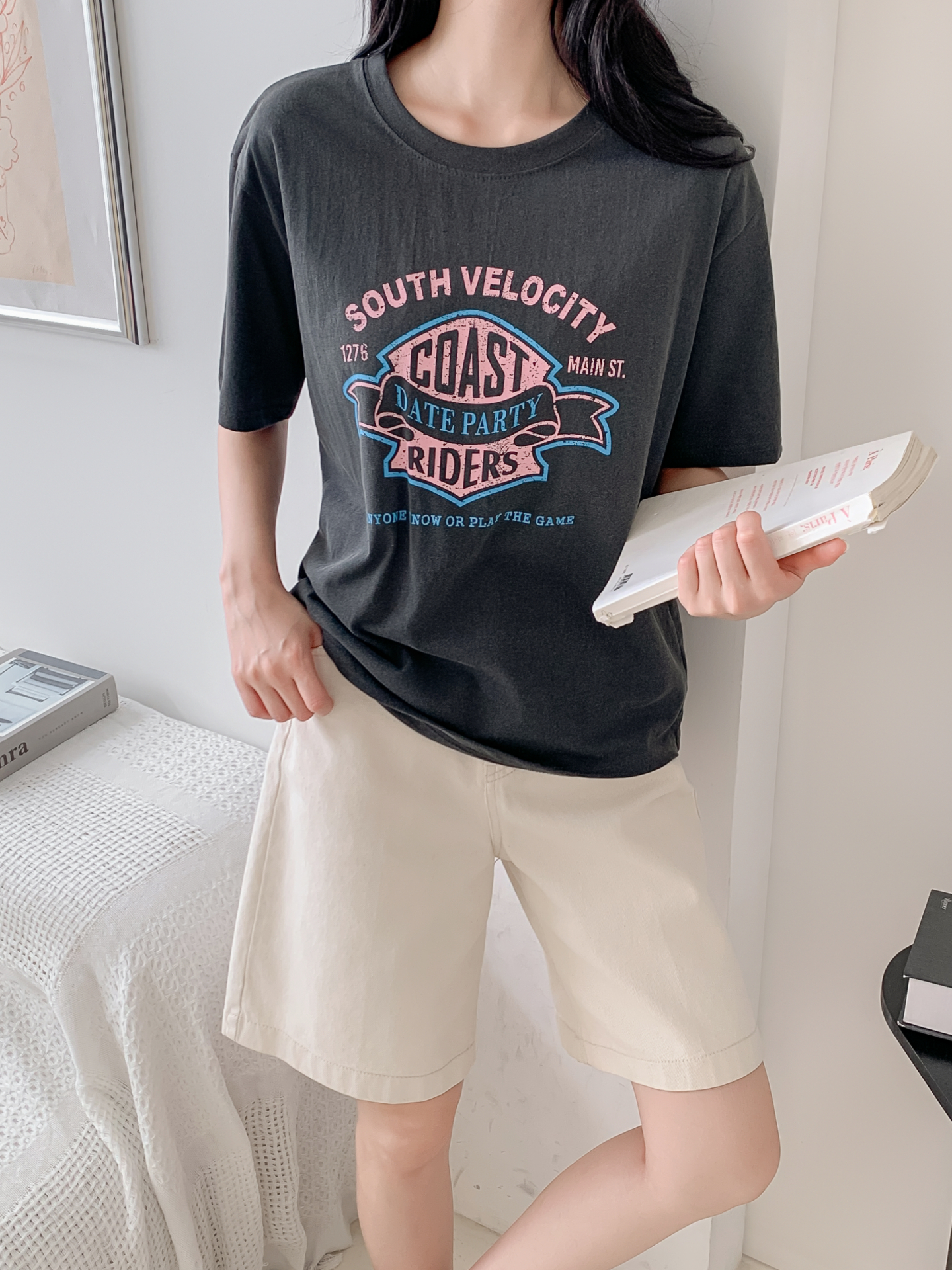 コットンラウンドネックボクシールーズ半袖ロゴTシャツ | 詳細画像29