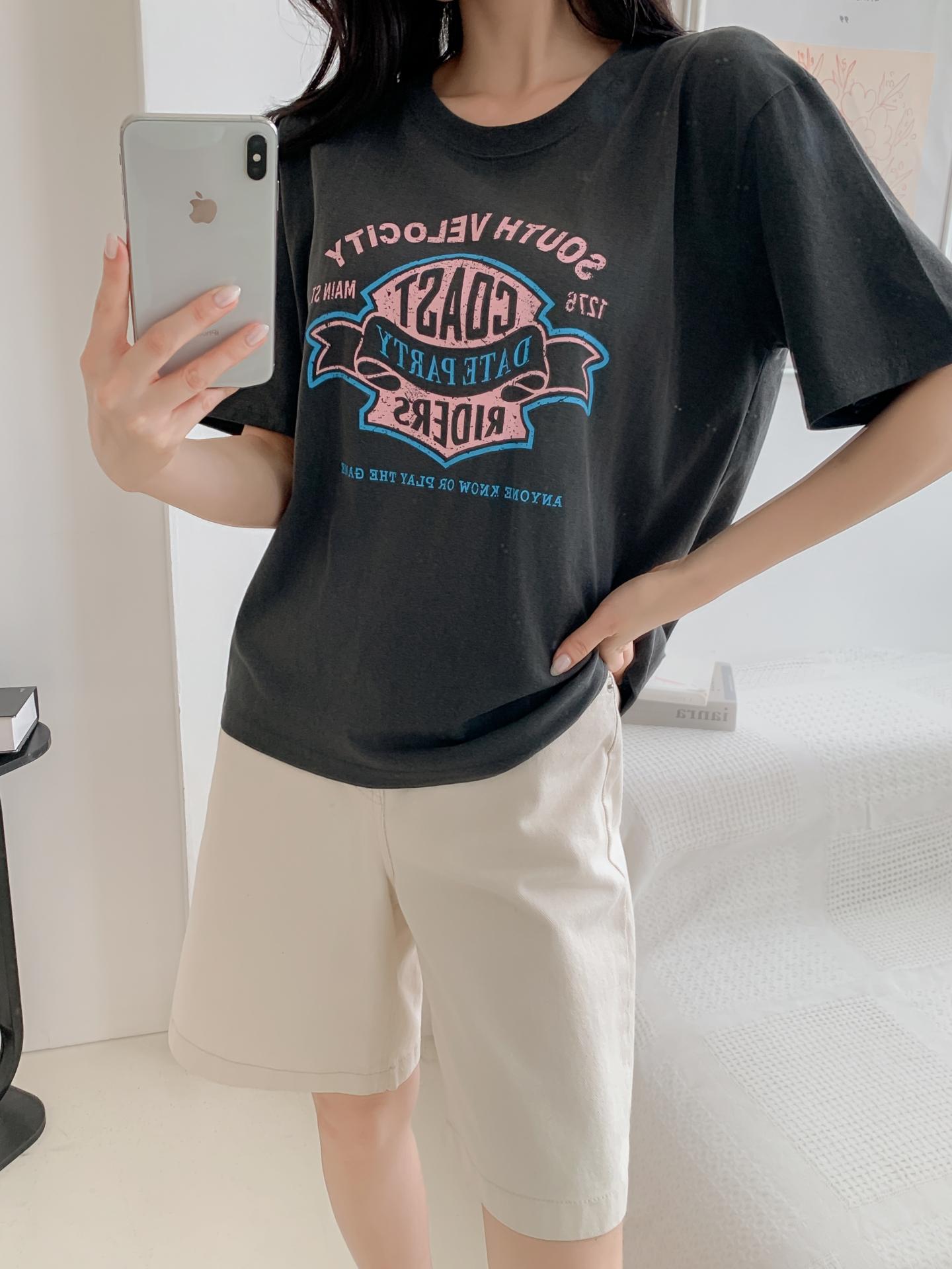 コットンラウンドネックボクシールーズ半袖ロゴTシャツ | 詳細画像31