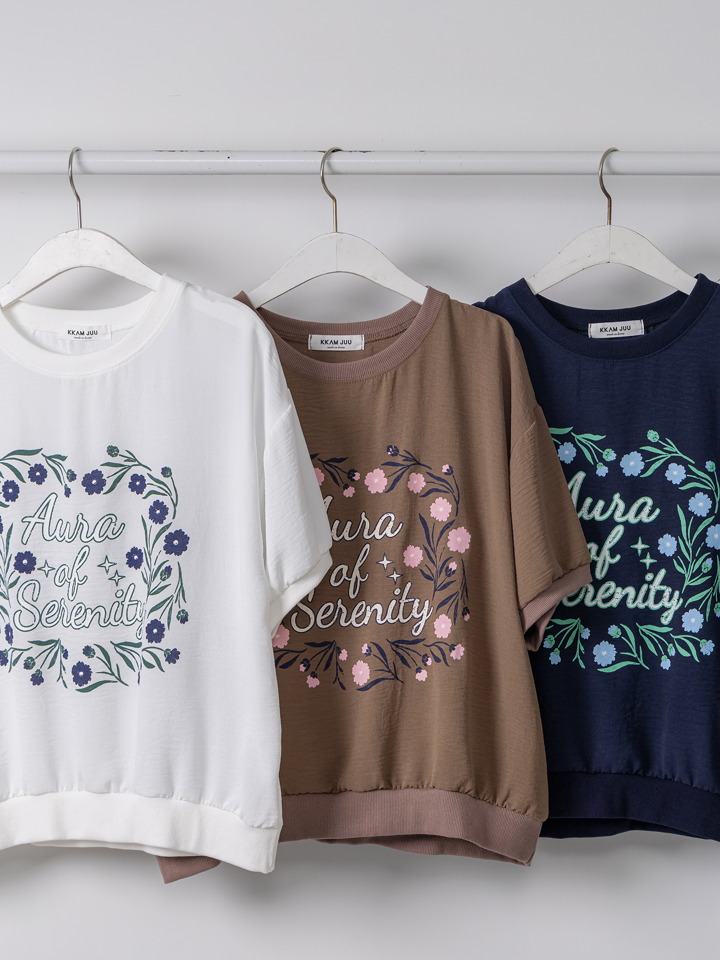 ラウンドネックルーズ半袖ロゴTシャツブラウス | 詳細画像3