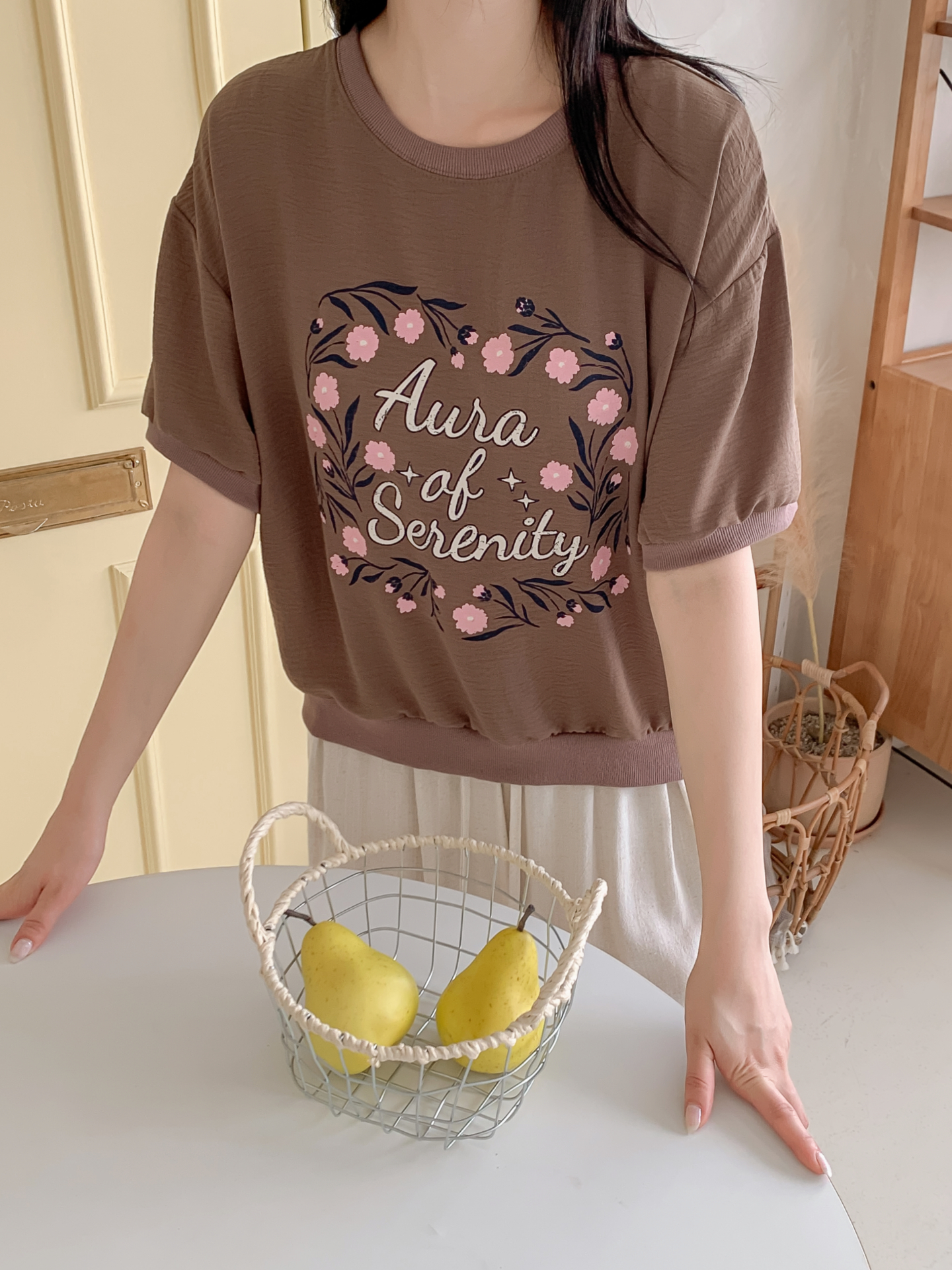 ラウンドネックルーズ半袖ロゴTシャツブラウス | 詳細画像26