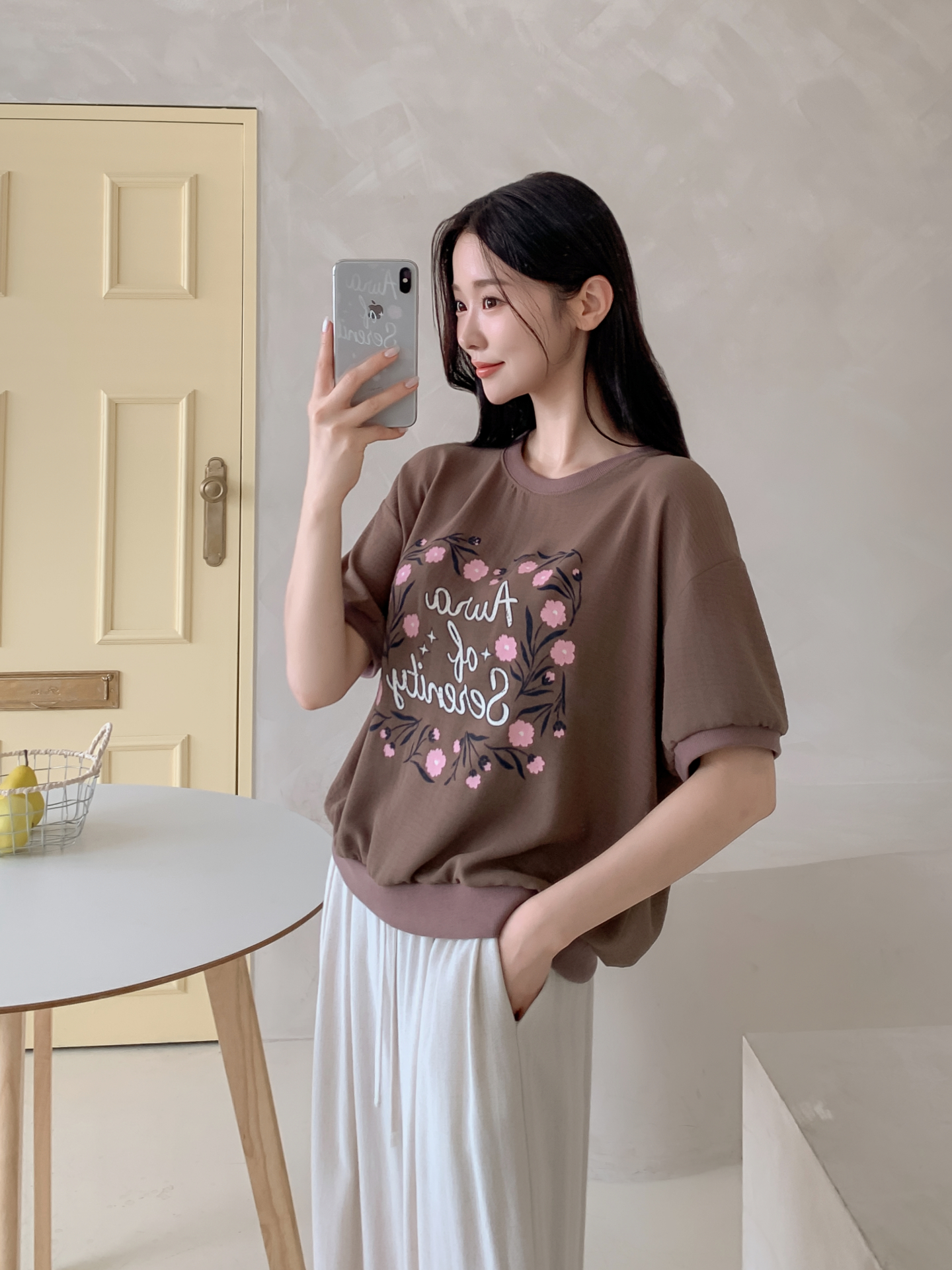 ラウンドネックルーズ半袖ロゴTシャツブラウス | 詳細画像34