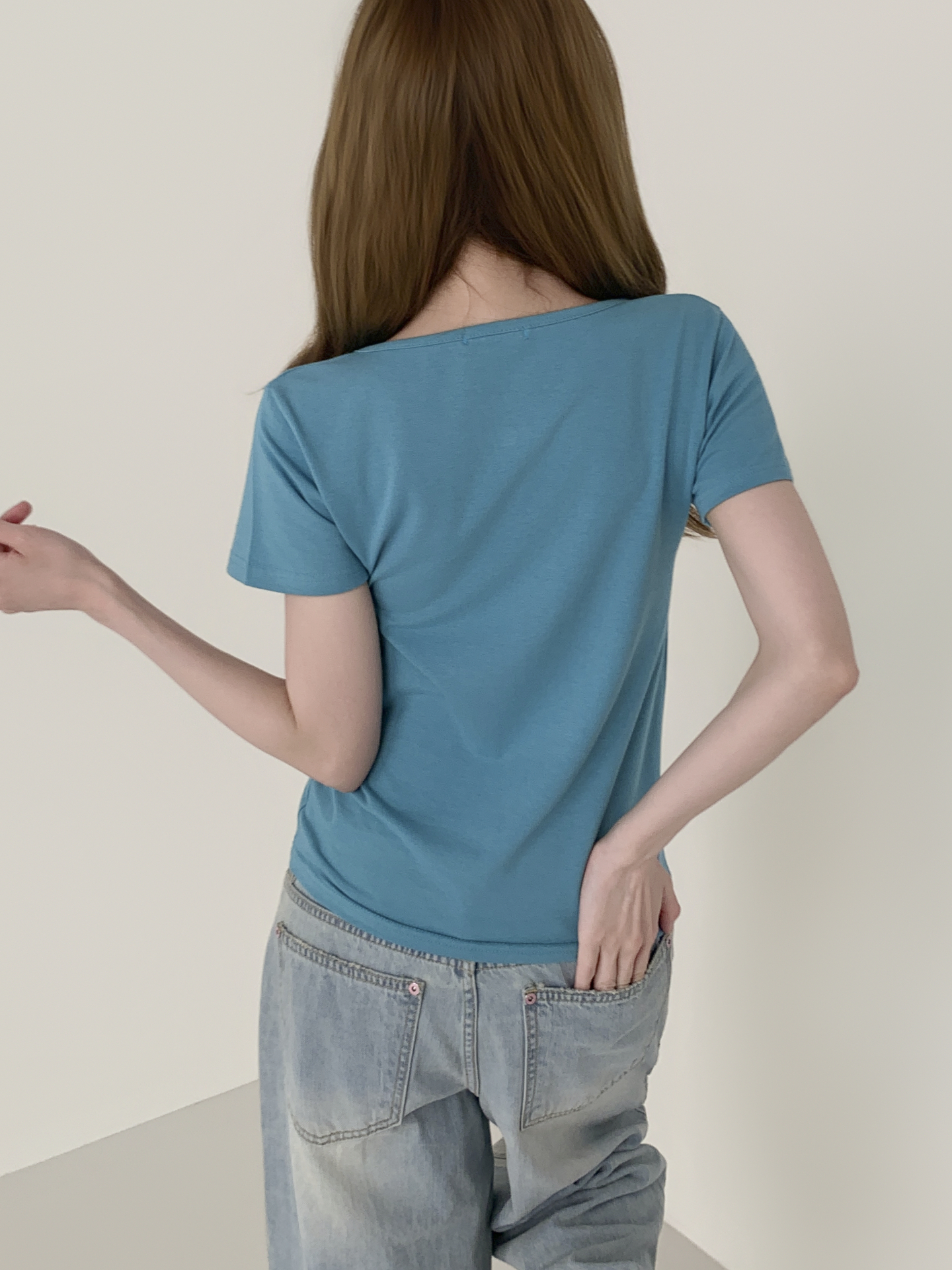 Uネックシンプル半袖Tシャツ | 詳細画像6