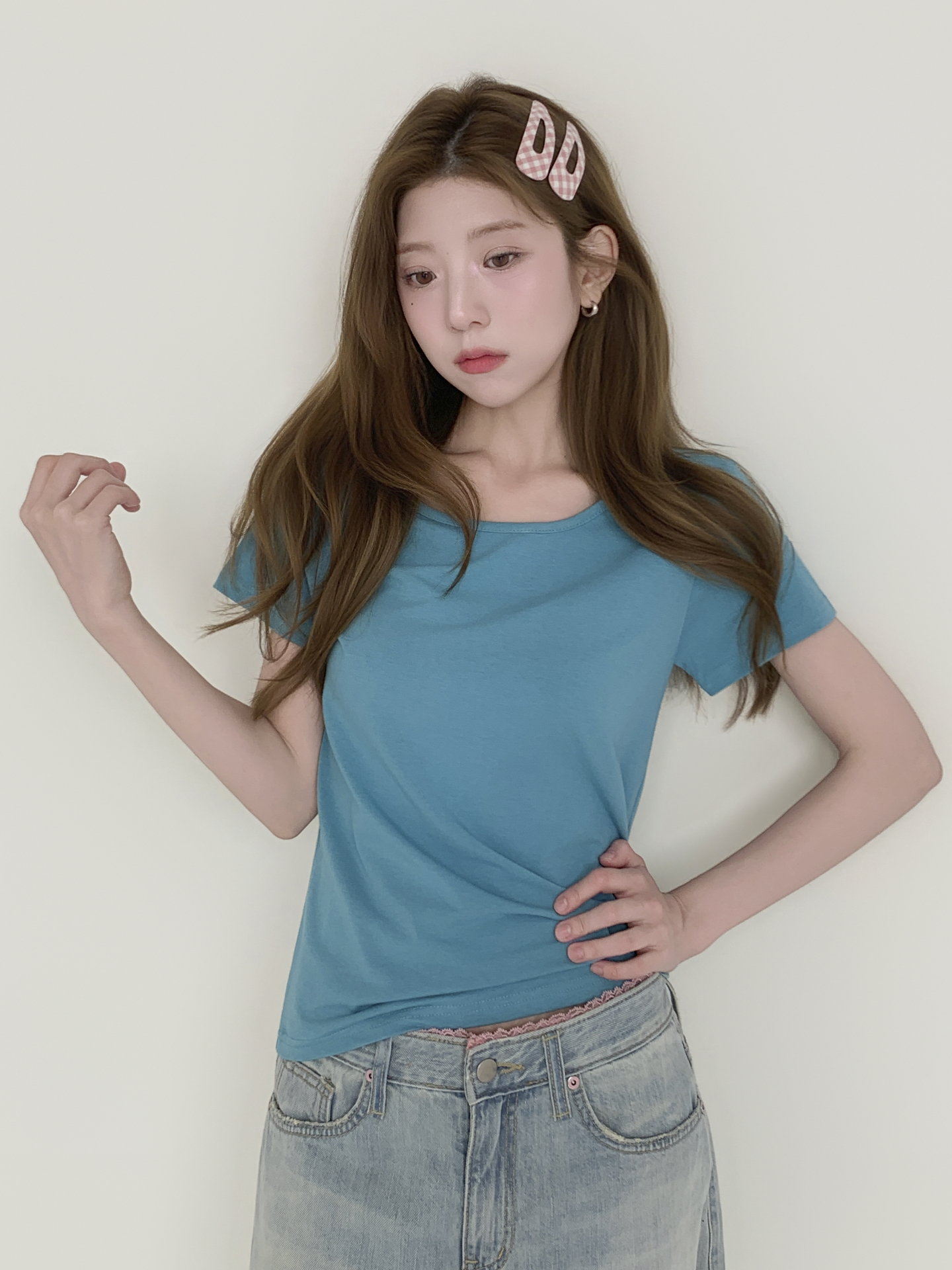 Uネックシンプル半袖Tシャツ | 詳細画像8