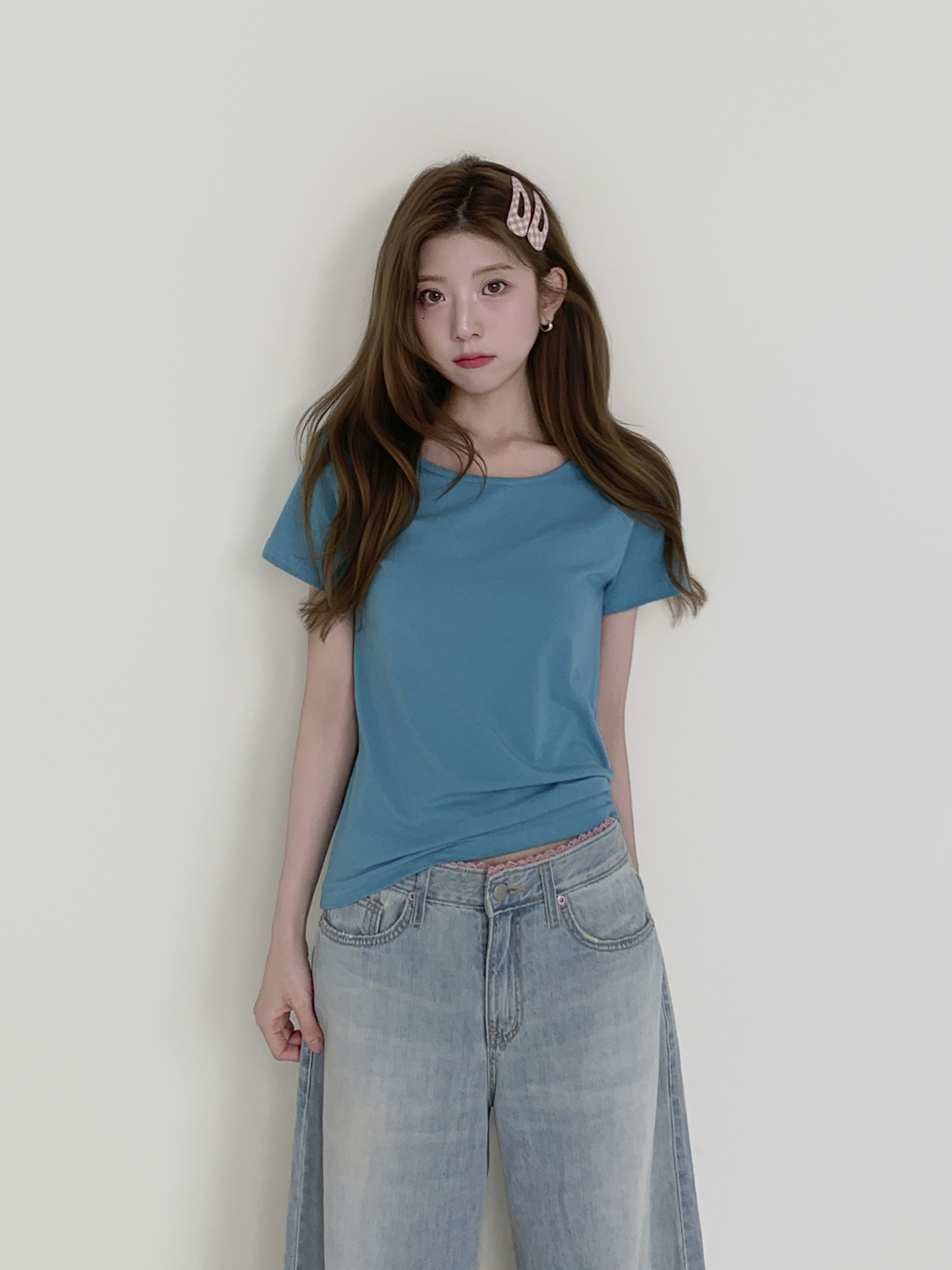 Uネックシンプル半袖Tシャツ | 詳細画像9