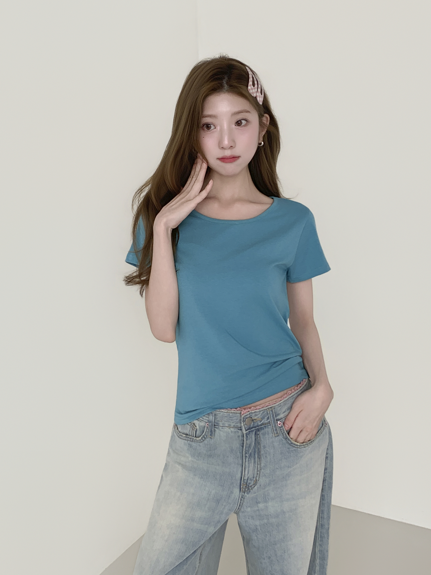 Uネックシンプル半袖Tシャツ | 詳細画像10