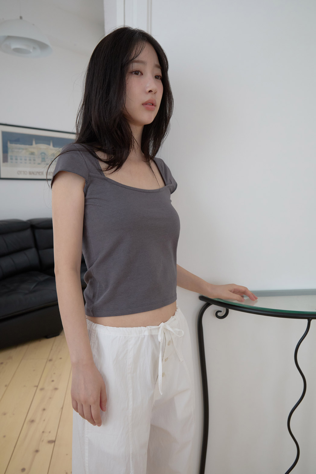 コットンキャップスリーブクロップドスリム無地TシャツSS | 詳細画像6