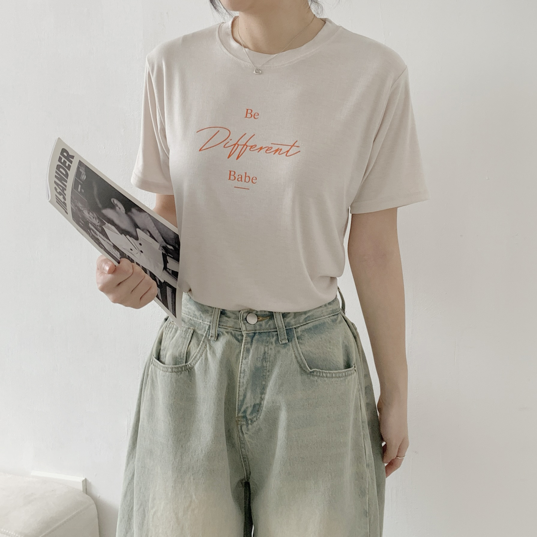 ラウンドネックベーシックスリムロゴプリントTシャツ | 詳細画像7