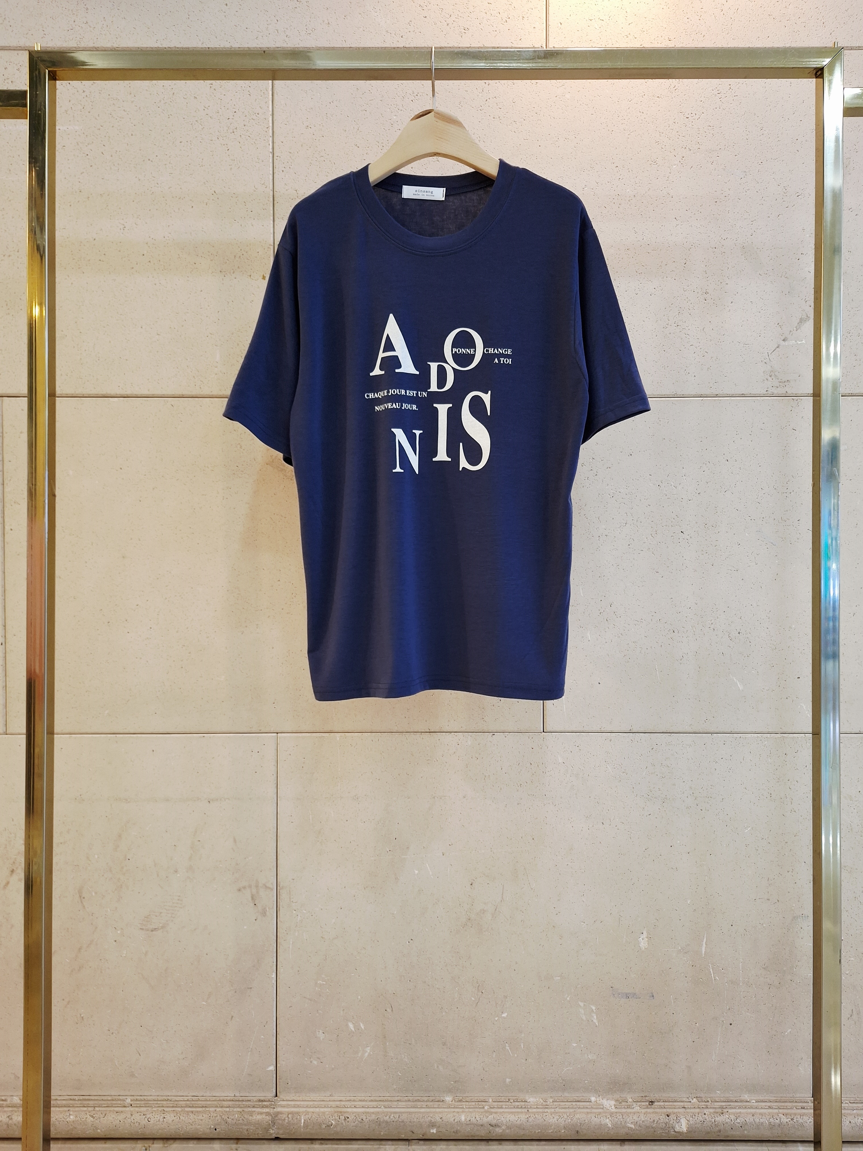 ラウンドネックシンプルベーシックドロップショルダーロゴプリントTシャツ | 詳細画像4