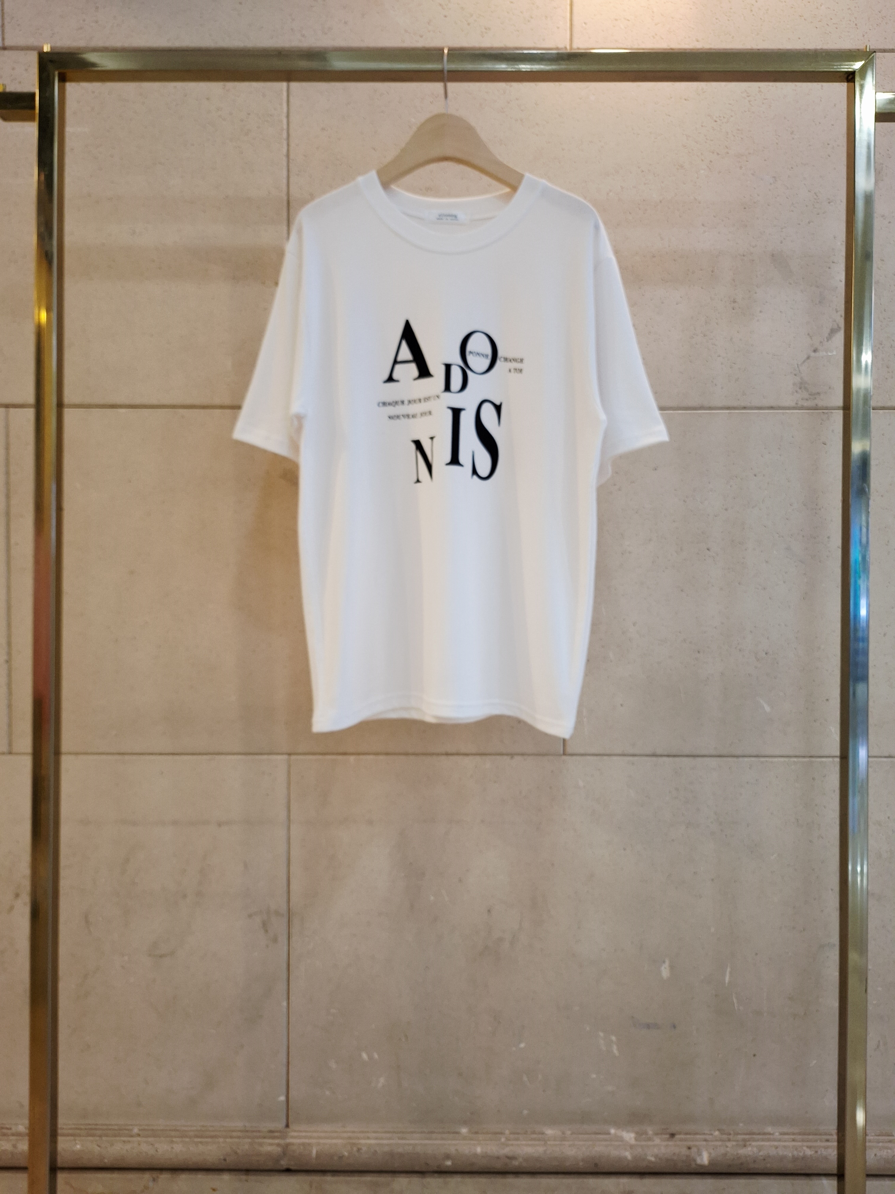 ラウンドネックシンプルベーシックドロップショルダーロゴプリントTシャツ | 詳細画像6