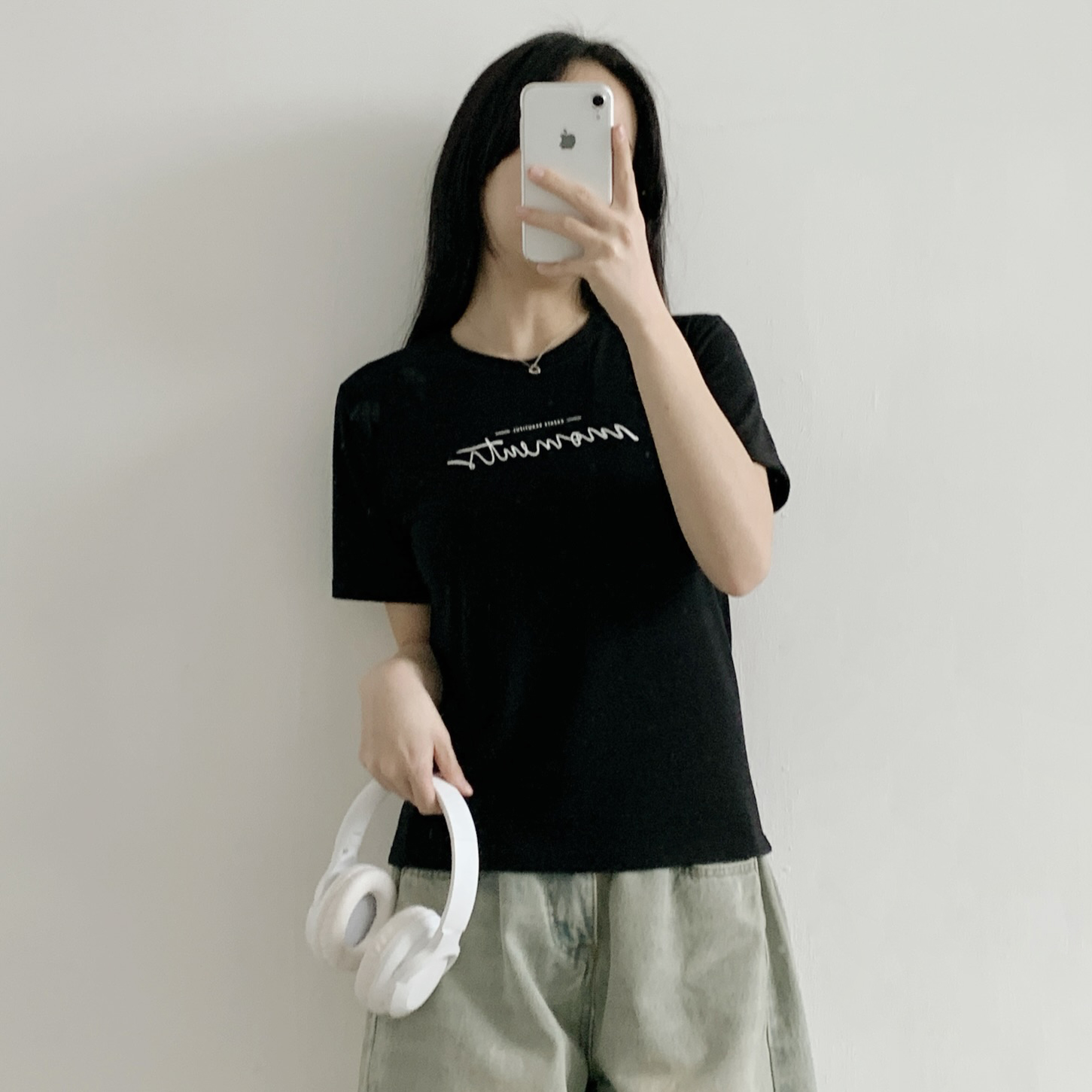 ラウンドネックシンプルベーシック半袖ロゴプリントTシャツ | 詳細画像5