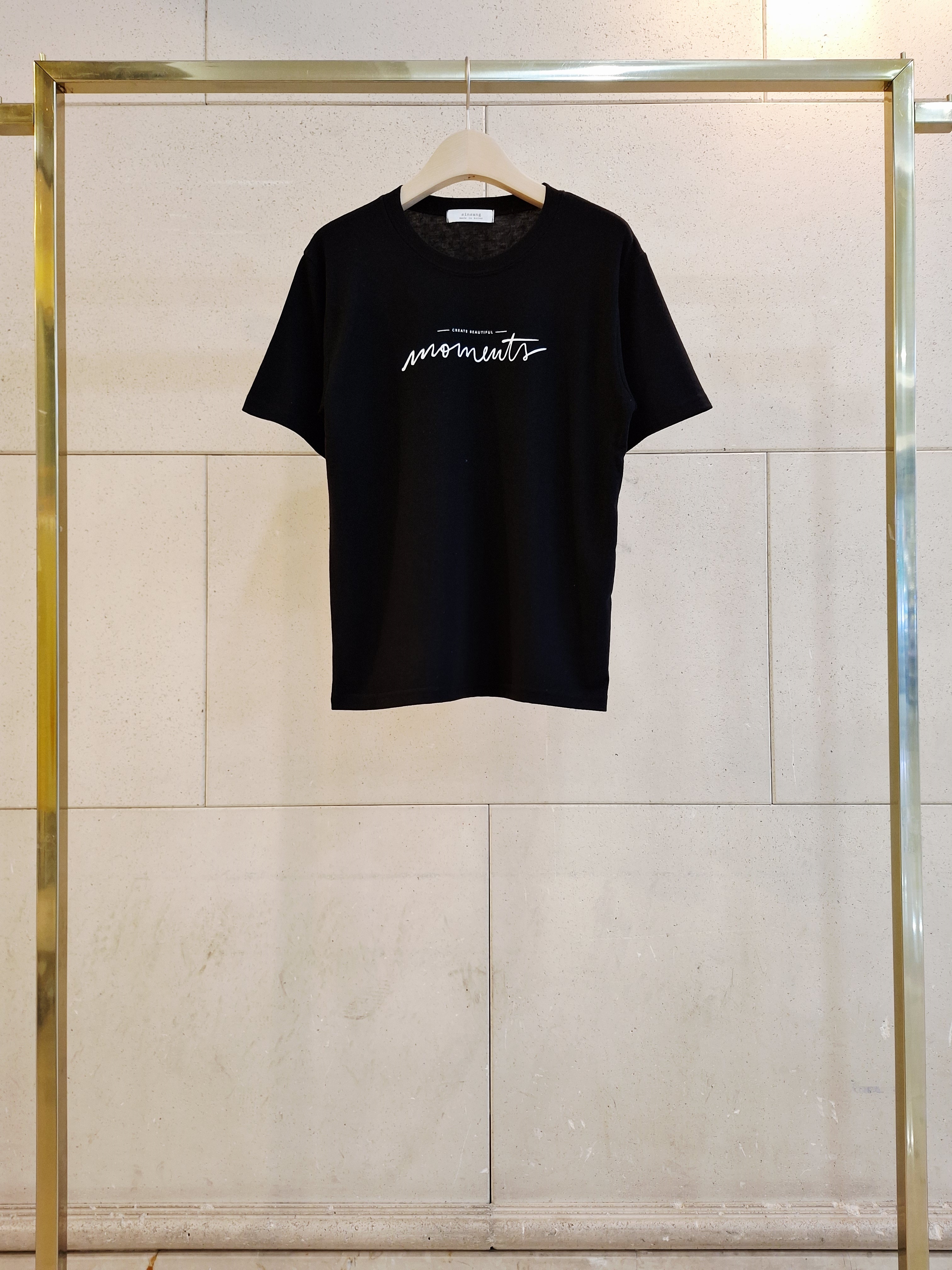 ラウンドネックシンプルベーシック半袖ロゴプリントTシャツ | 詳細画像7