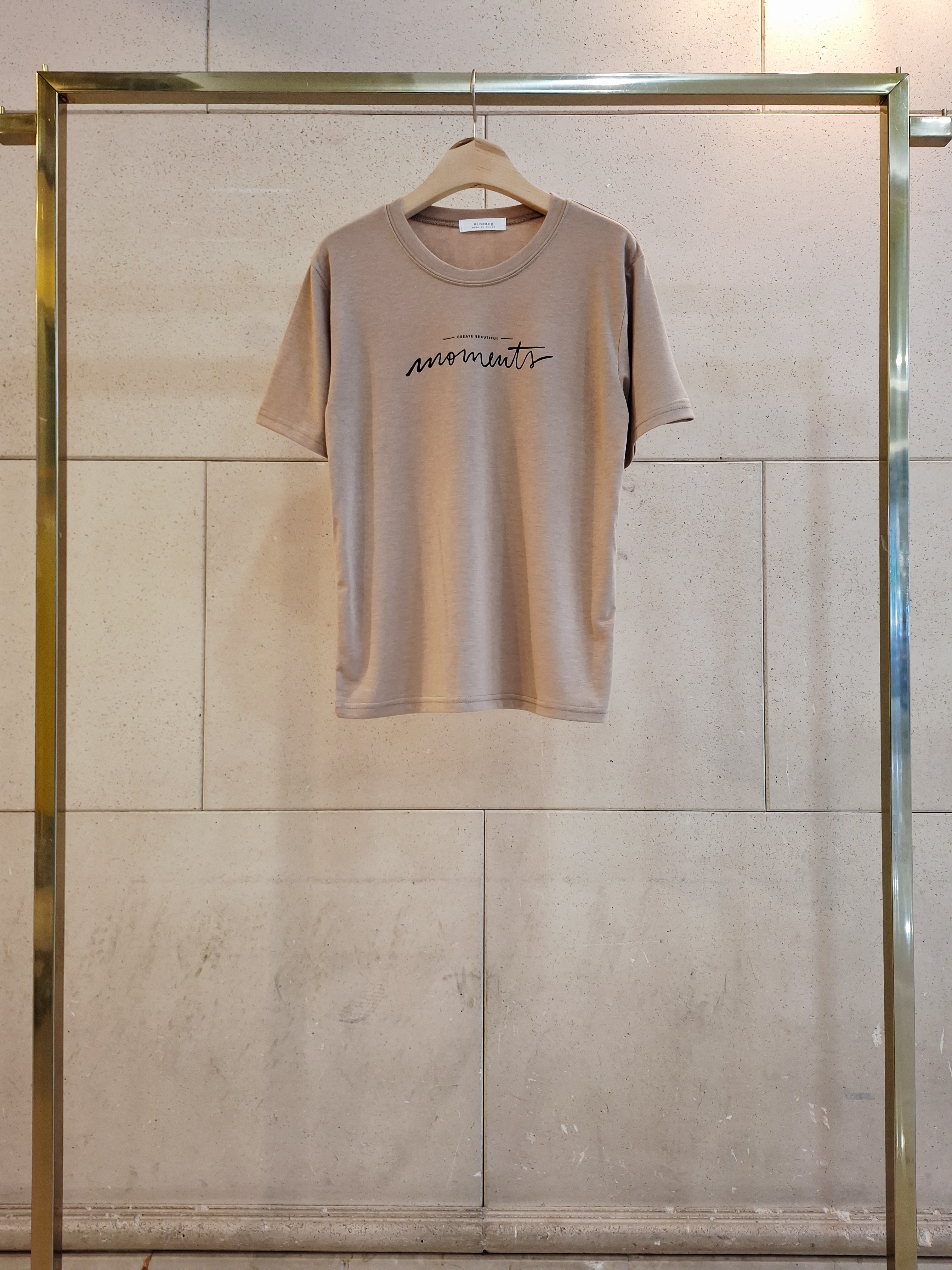 ラウンドネックシンプルベーシック半袖ロゴプリントTシャツ | 詳細画像8